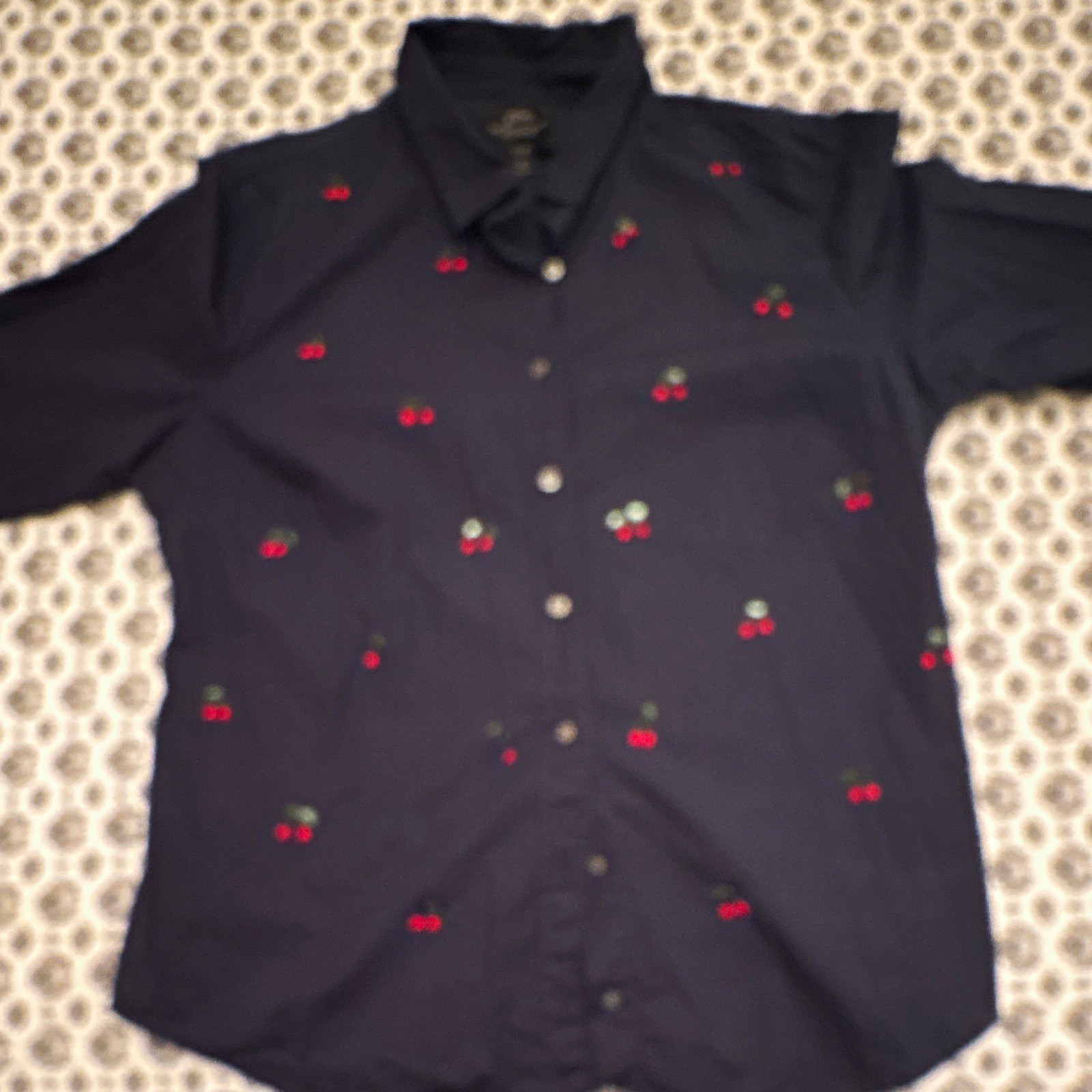 J.Crew Women’s Slim Button-Down Cherry Embroidery Sz 12 J.Crew Women’s Slim Button-Down Cherry Embroidery Sz 12