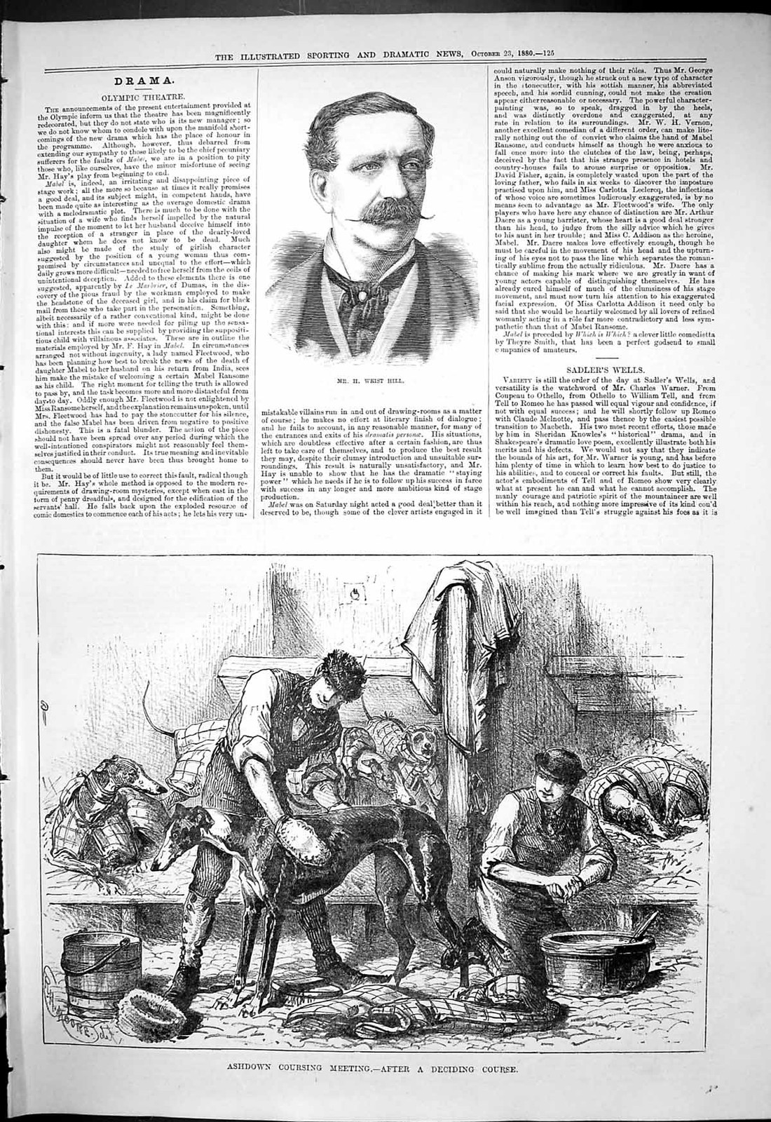 Old 1880 Portrait Mr Weist Hill Ashdown Hare Coursing Meeting Greyhou Victorian