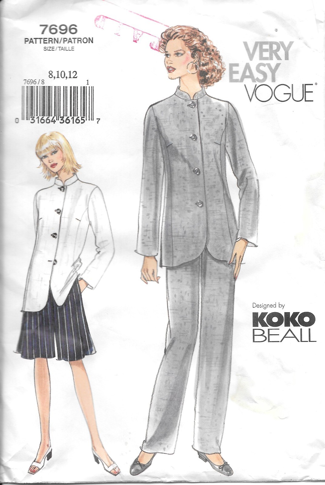 Uncut Vogue Sewing Pattern 7696 Petite Jacket Shorts and Pants Size: 8-10-12 Uncut Vogue Sewing Pattern 7696 Petite Jacket Shorts and Pants Size: 8-10-12