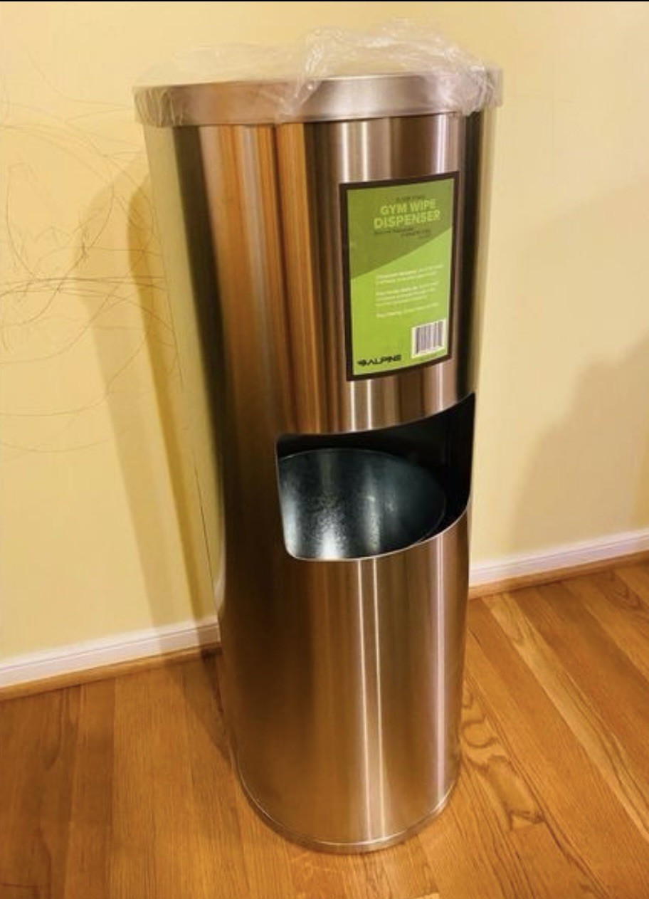 Alpine Industries 4777 Stainless Steel Gym Wipe Dispenser w/ Built-in Trashcan Alpine Industries 4777 Stainless Steel Gym Wipe Dispenser w/ Built-in Trashcan
