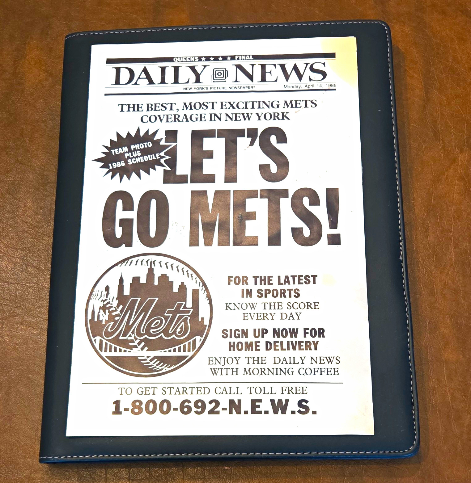Daily News New York Mets 1986 Team Photo with 1986 Schedule Insert Vintage Daily News New York Mets 1986 Team Photo with 1986 Schedule Insert Vintage