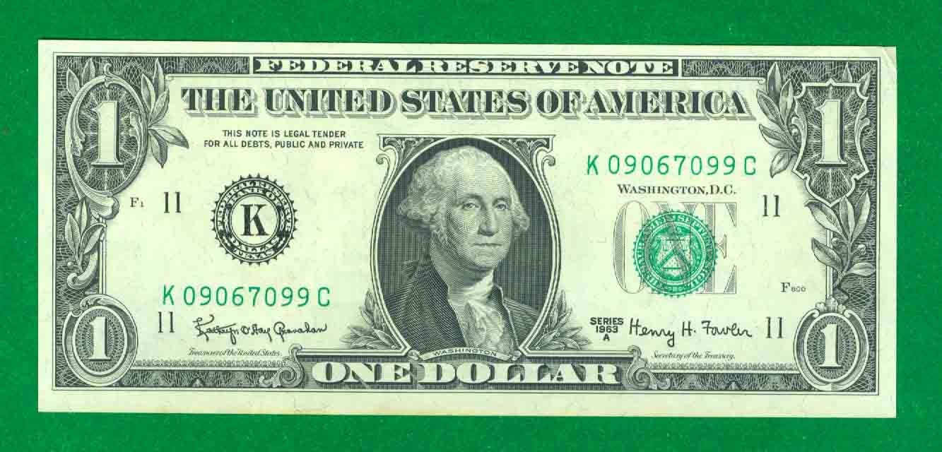 $1 1963-A 1 K/C BLOCK (w) DALLAS CU. P-1.