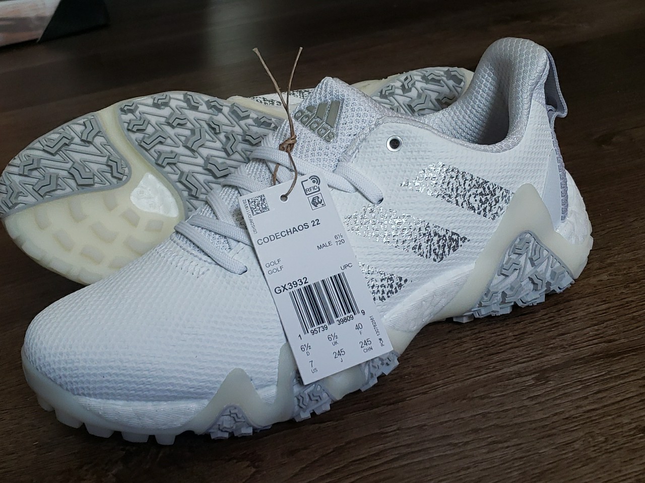 Size 7 adidas CODE CHAOS 23 Mens golf shoe GX3932 white/silver/ grey NEW