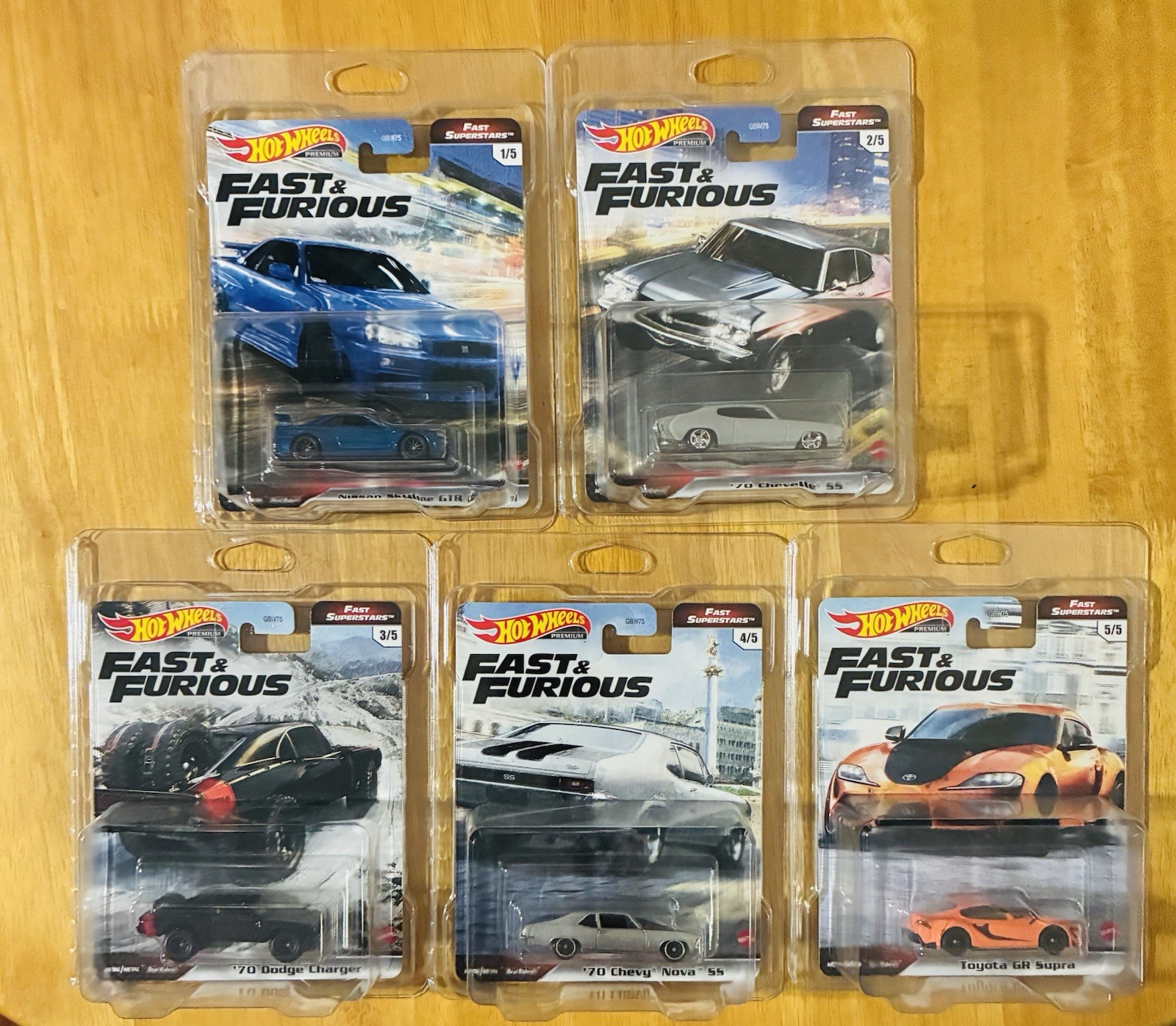 2022 Hot Wheels Premium Fast & Furious Fast Superstars Set of 5 + Protectors 2022 Hot Wheels Premium Fast & Furious Fast Superstars Set of 5 + Protectors