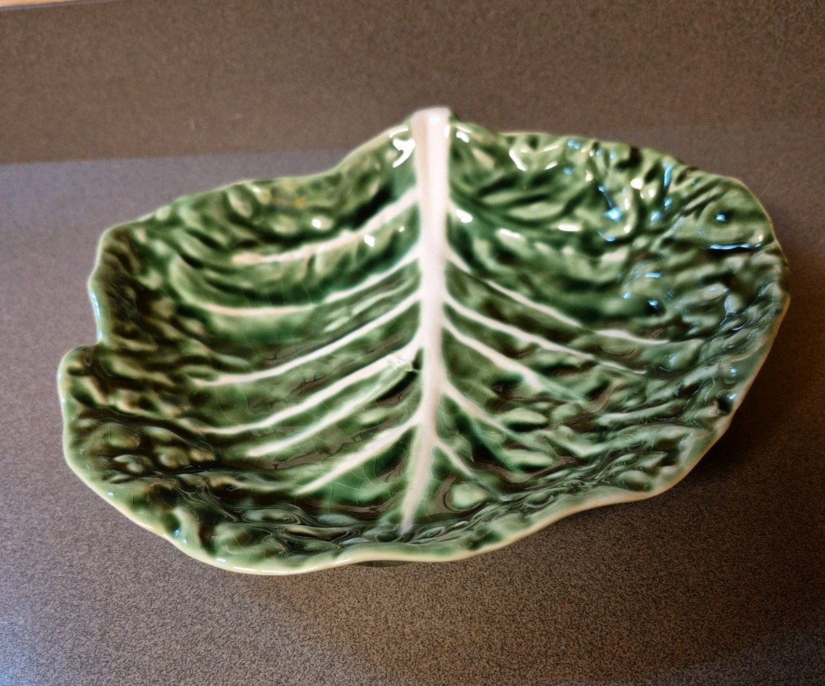 Vintage Cabbage Ware Leaf Dish Bowl Secla Portugal Majolica Freeman 