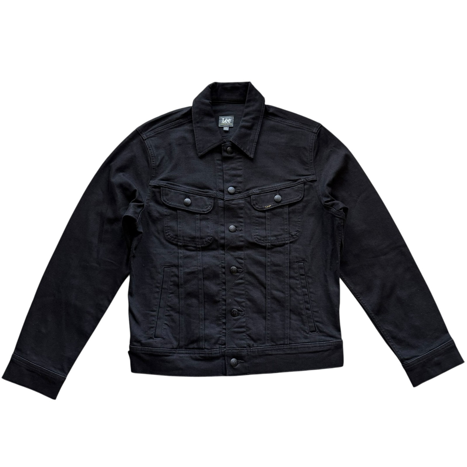 LEE Men's Black Wash Regular Fit Extreme Motion Rider Trucker Denim Jean Jacket