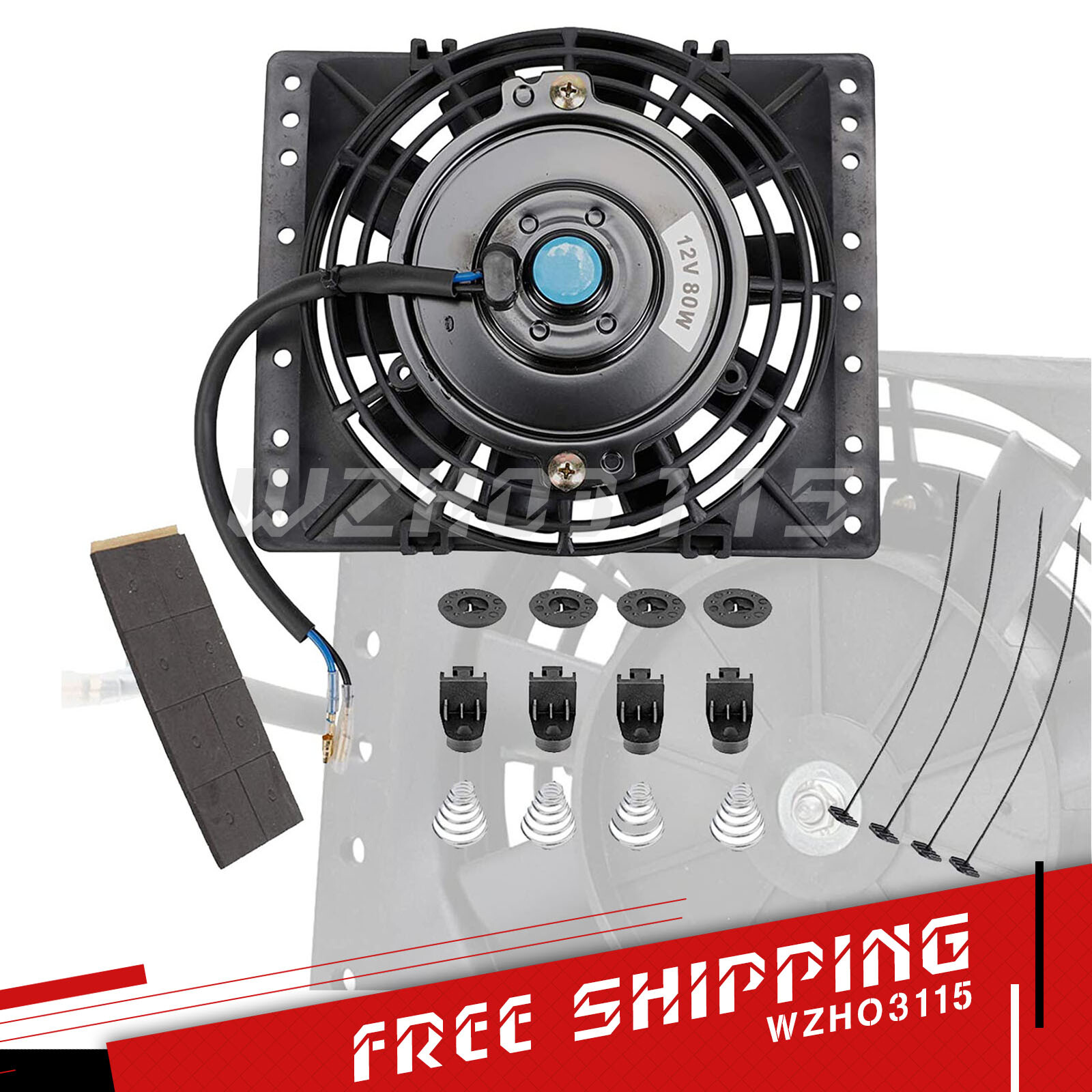 Universal 6\'\' inch Slim 650CFM Radiator Cooling Fan 12V Electric Fan Mount Kit