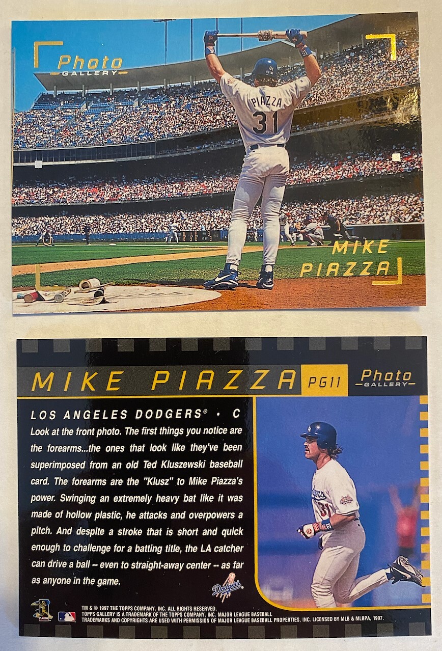 MIKE PIAZZA TOPPS GALLERY PHOTO GALLERY LOS ANGELES DODGERS HOF #11 1997 97