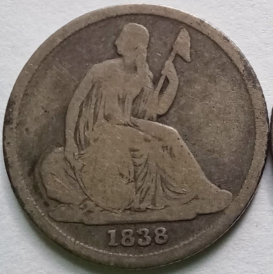 1838-O No Stars Seated Liberty Silver Dime Type 1 - VG, Better Date 10C