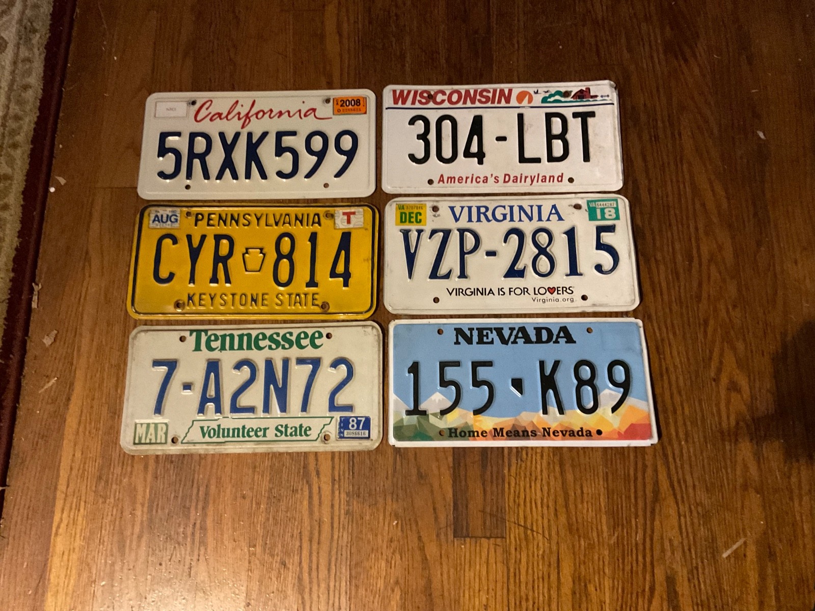 Lot Of 6 Nicer Different States Embossed Rustic License Plates # 1