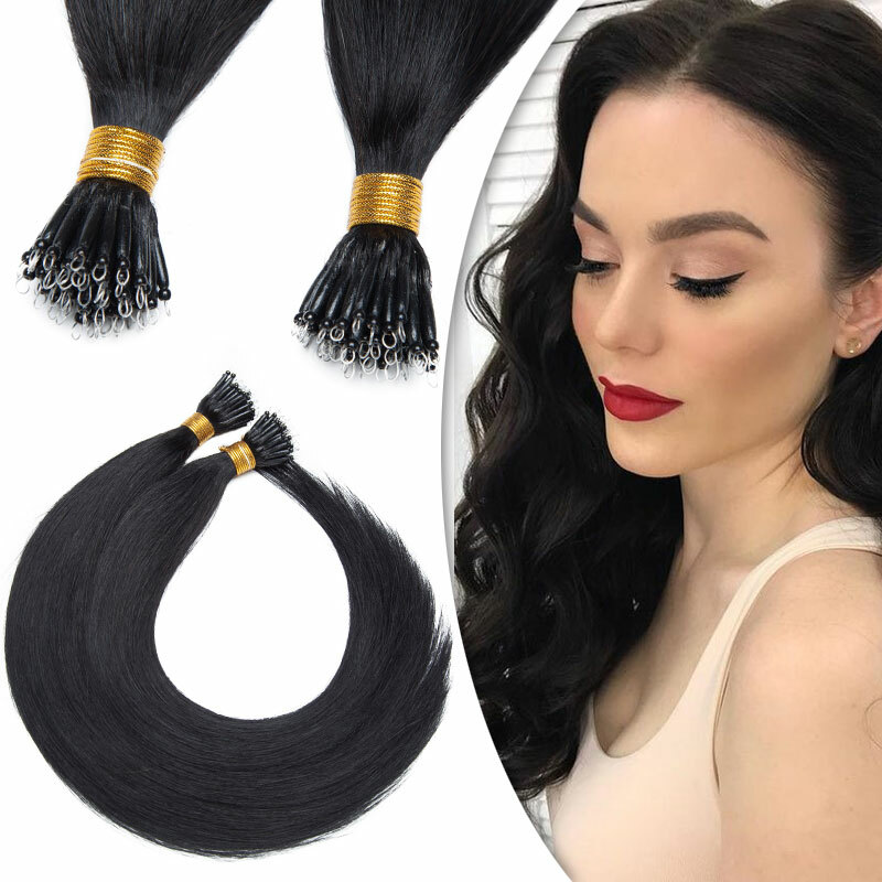 US CLEARANCE Nano Ring Tip Remy Human Hair Extensions Micro Loop Beads Link Long