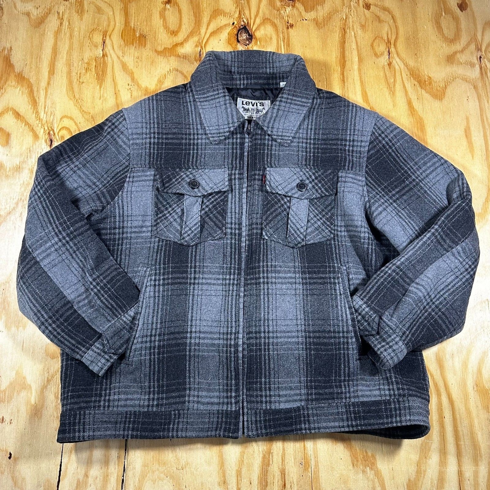 Levi’s Plaid Wool Blend Quilted Zip-Up Jacket - Size 3X