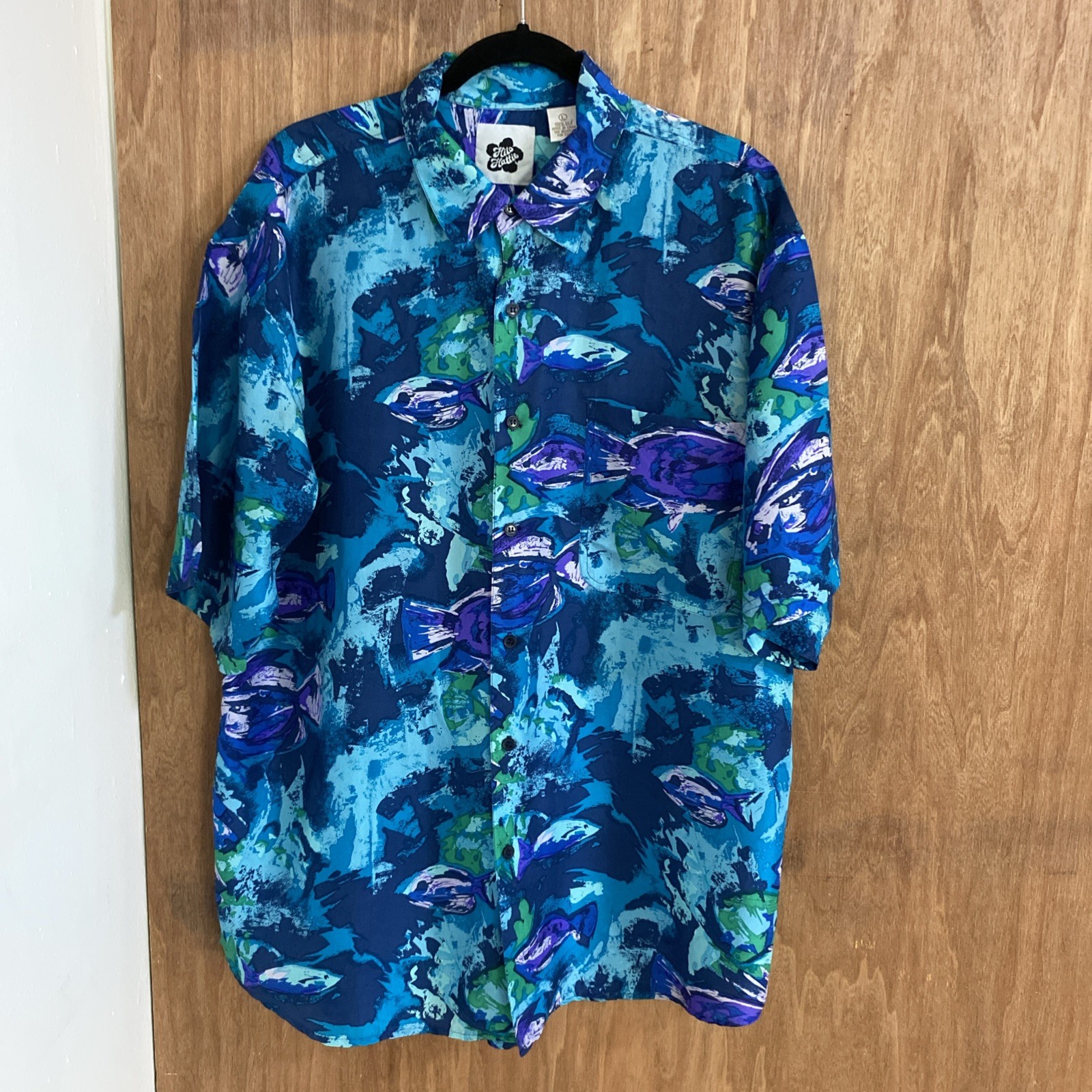 Vintage Hilo Hattie Men\'s Large Silk Hawaiian Shirt Resort wear Tropical Blue Vintage Hilo Hattie Men\'s Large Silk Hawaiian Shirt Resort wear Tropical Blue