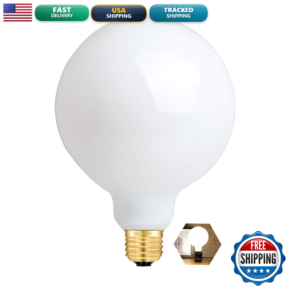 OMAYKEY 15W Dimmable Large LED Globe Bulb 100W Equivalent 1000 Lumens, 3000K OMAYKEY 15W Dimmable Large LED Globe Bulb 100W Equivalent 1000 Lumens, 3000K