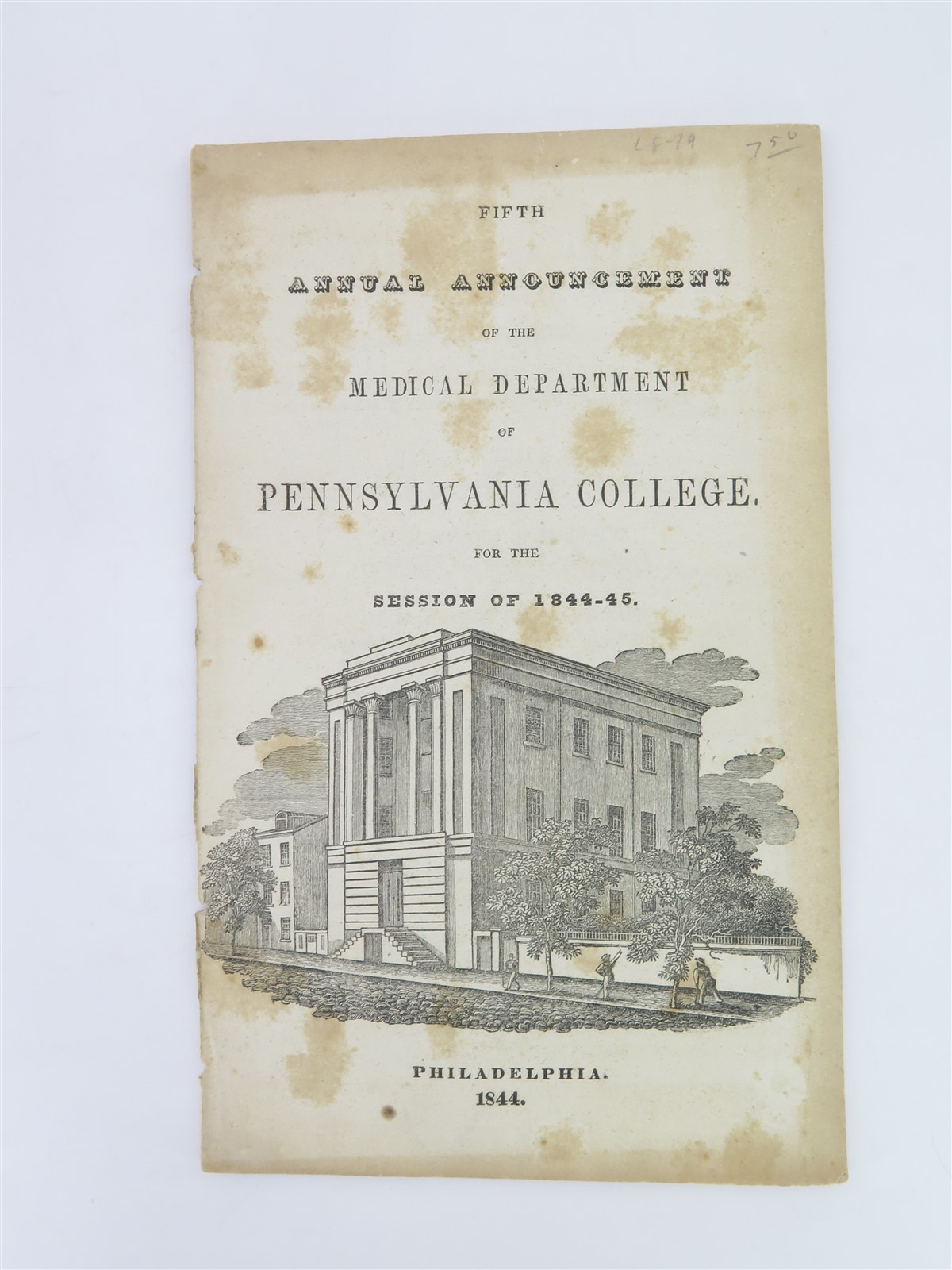 Fifth Annual Announcement Medical Department of Pennsylvania College 1844-45