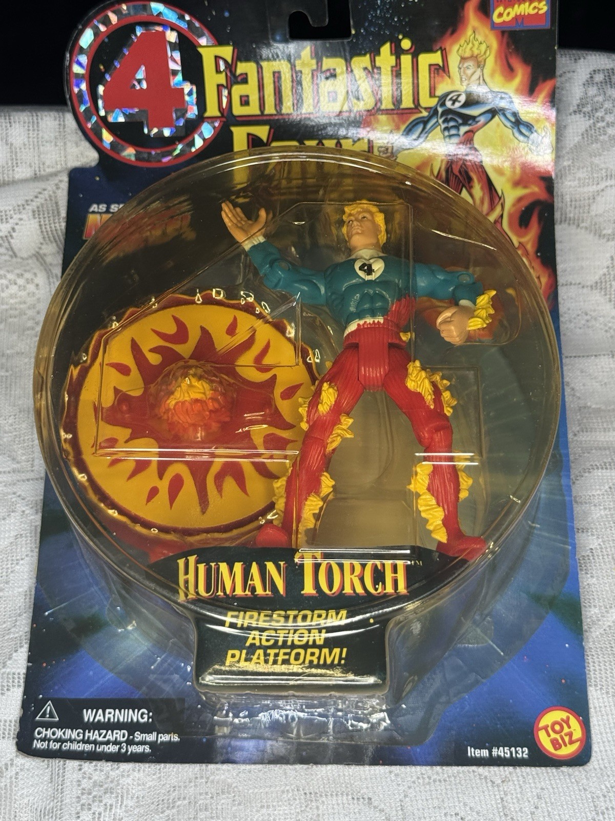 Fantastic Four Johnny Storm Human Torch W/ Firestorm Action Platform 1996