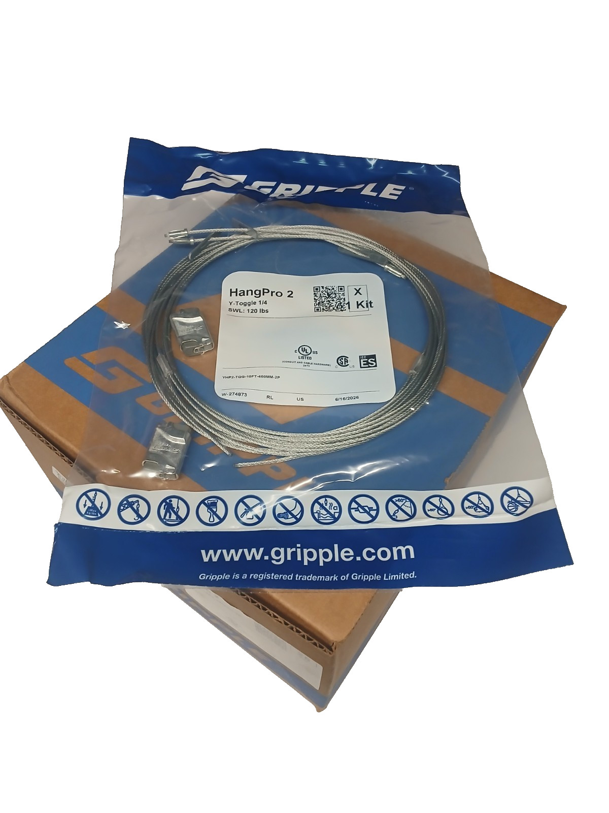 Gripple HangPro 2 Sling Kit 10ft 3/8in Steel Stud Y-Fit YHP2-TQG-10F-460MM-2P