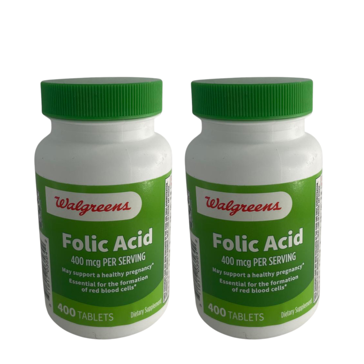 2 X Walgreens Folic Acid · Heart Health 400mcg · 400 Tablets (Total = 800 Tabs) 2 X Walgreens Folic Acid · Heart Health 400mcg · 400 Tablets (Total = 800 Tabs)