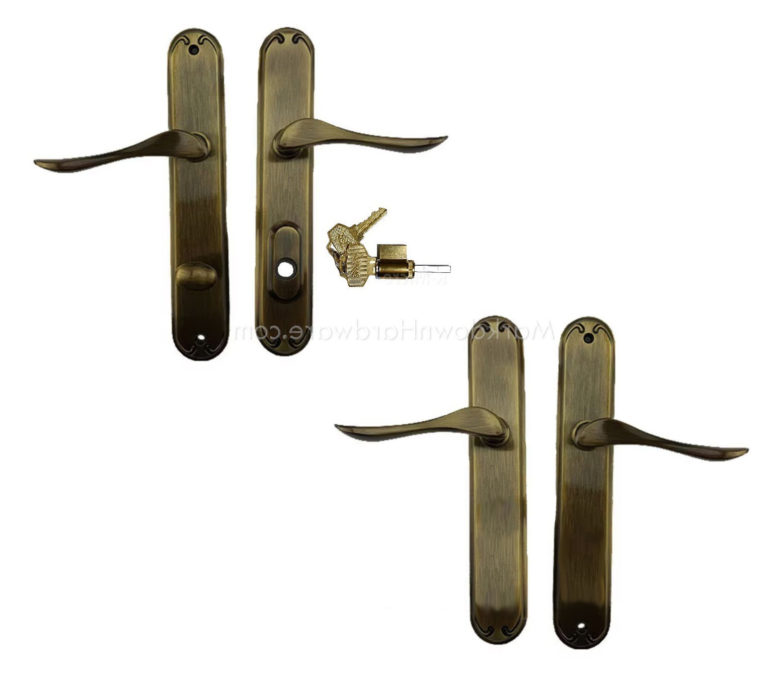 Pella Active Left / Inactive Right Hand Keyed Set Hinged Door Keys Antique Brass