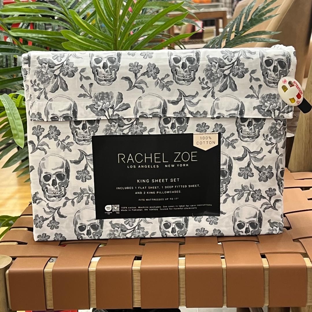 RACHEL ZOE Halloween Skull 4pc King Sheet