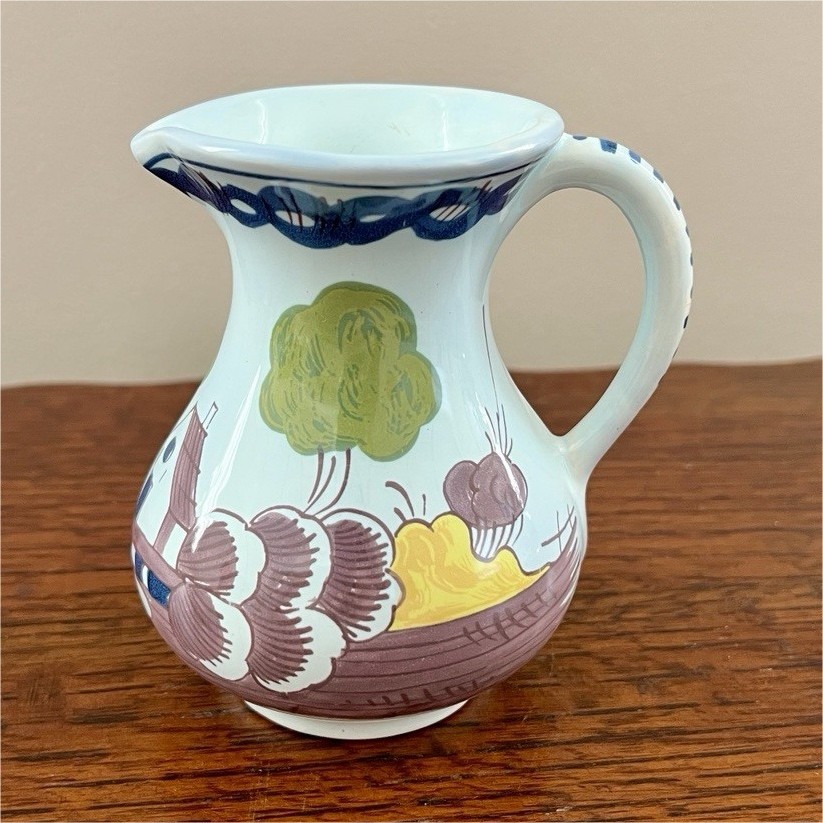 Vintage small Williamsburg polychrome Delft hand-painted pitcher  Vintage small Williamsburg polychrome Delft hand-painted pitcher 