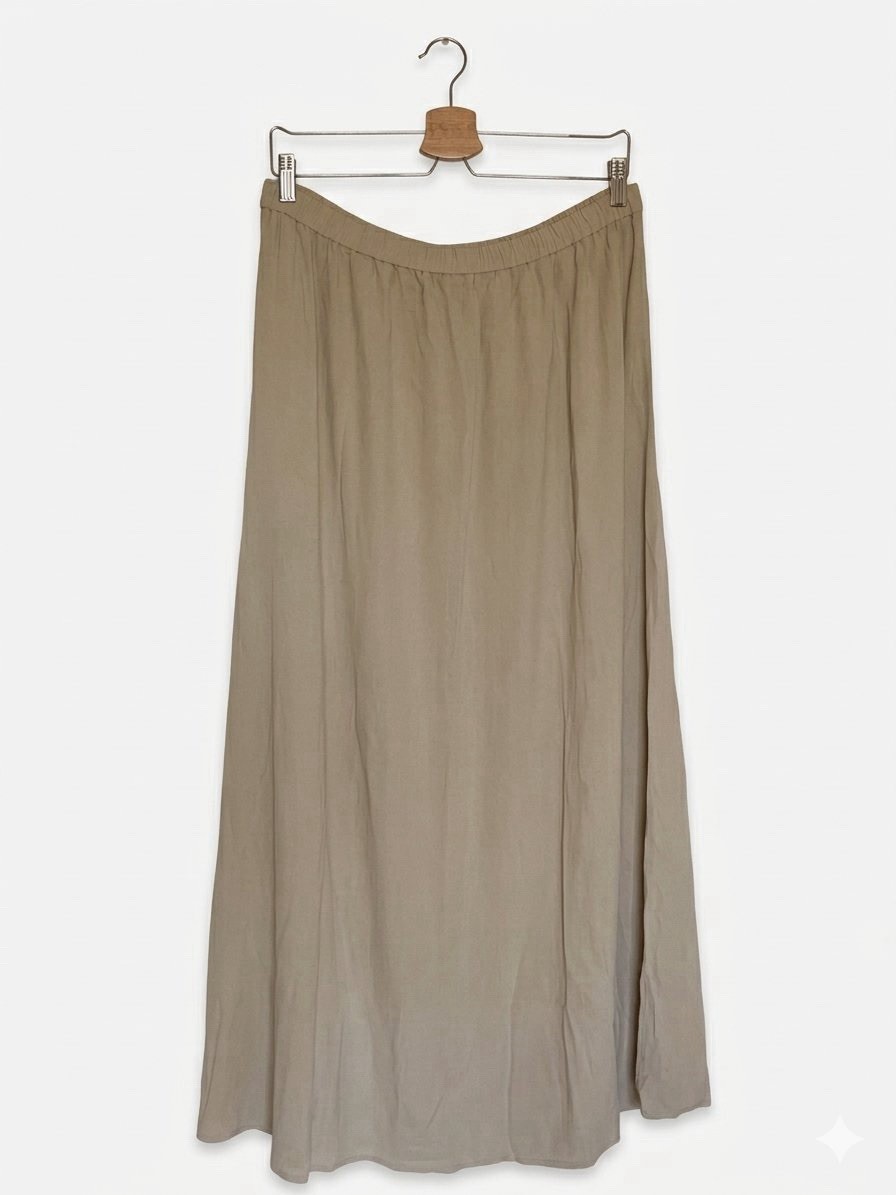 Eileen Fisher 100% Silk Maxi Skirt Beige Tan Neutral Size Large Women’s