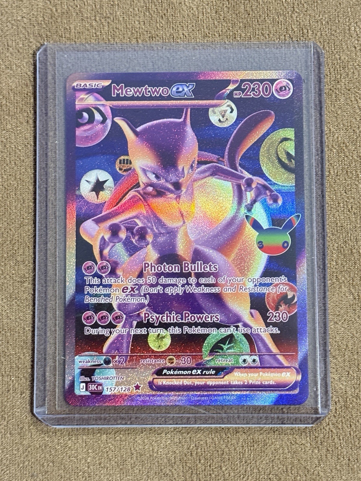 Mewtwo ex 157/128 30th Celebration Illustration Rare Pokemon Card Mewtwo ex 157/128 30th Celebration Illustration Rare Pokemon Card