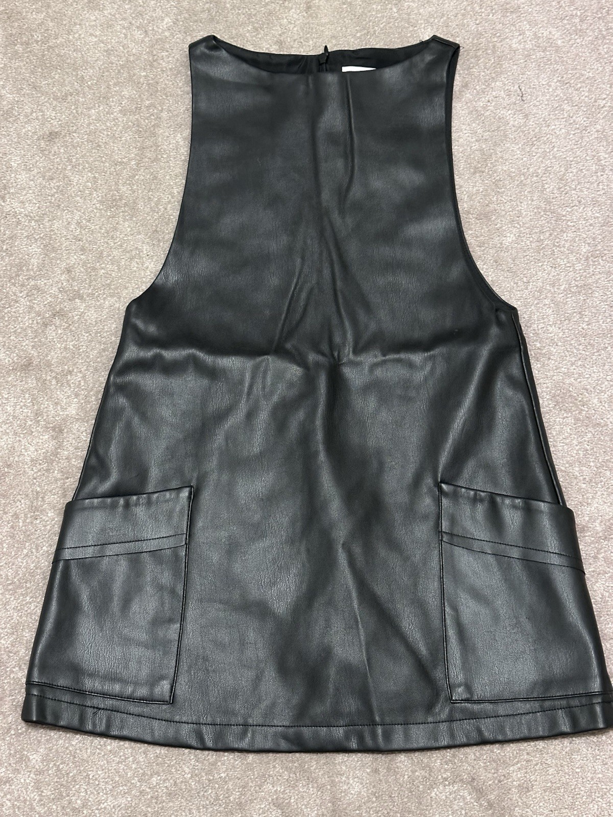 Zara Kids Faux Leather Pocket Dress Black Size 8 EU 128 Sleeveless