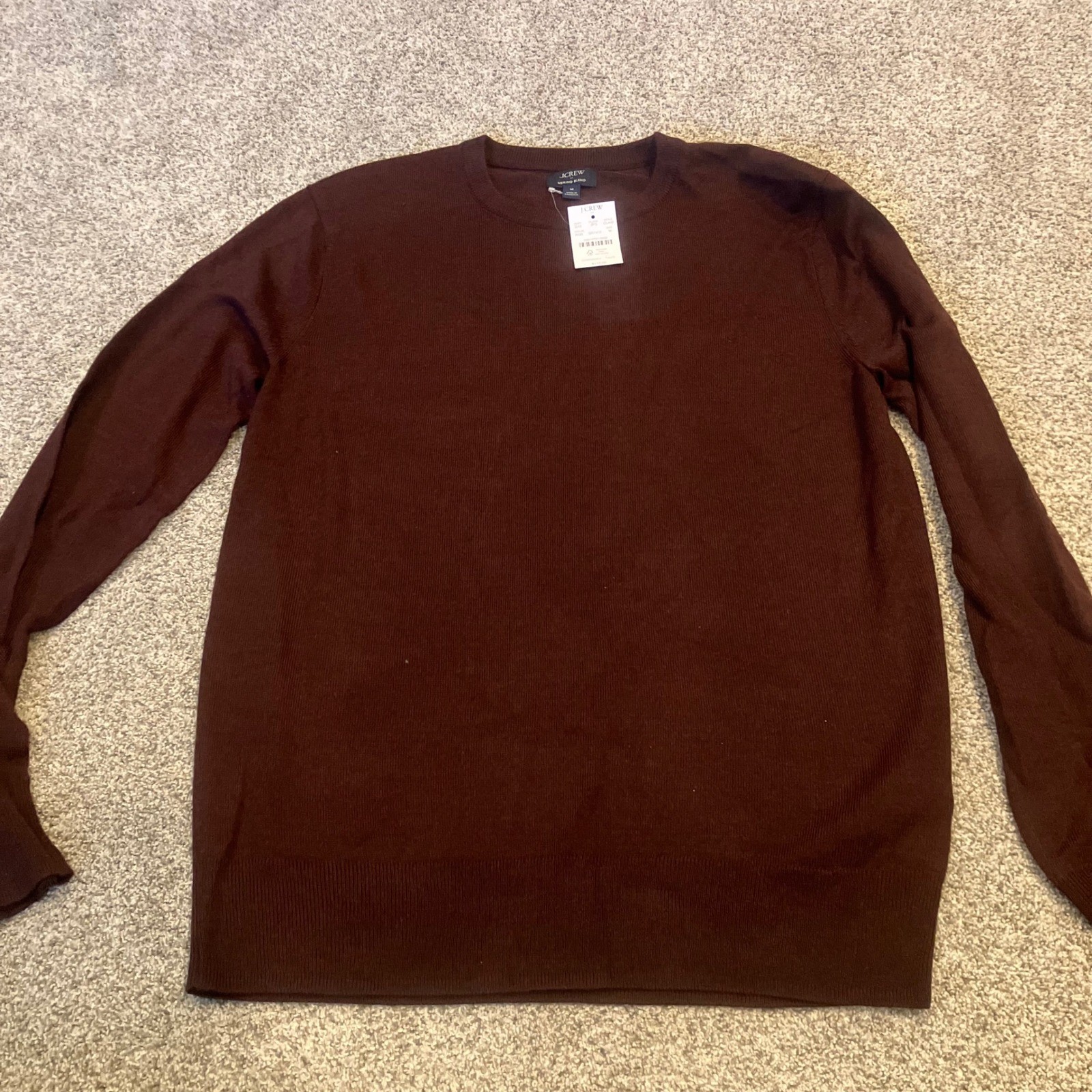 J.Crew Mens Merino Blend Crewneck Sweater Burgundy Size M NWT Ivy League Office
