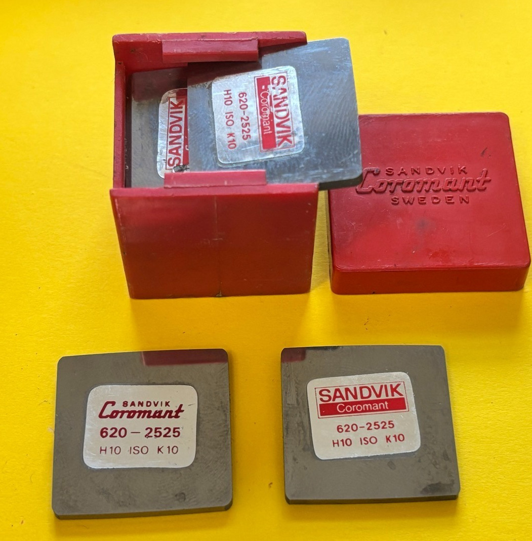 Sandvik Coromant 620-2525 H10 K10 Carbide Scrapped Blades 4 Pack NOS Sweden Sandvik Coromant 620-2525 H10 K10 Carbide Scrapped Blades 4 Pack NOS Sweden