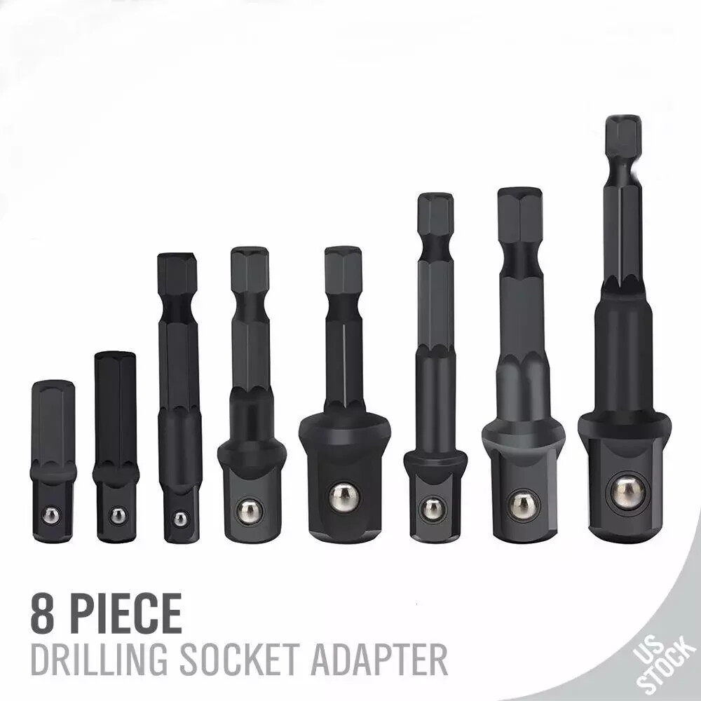8Pcs Socket Adapter Impact Hex Shank Drill Bits Power Extension Bar 1/4 3/8 1/2 8Pcs Socket Adapter Impact Hex Shank Drill Bits Power Extension Bar 1/4 3/8 1/2