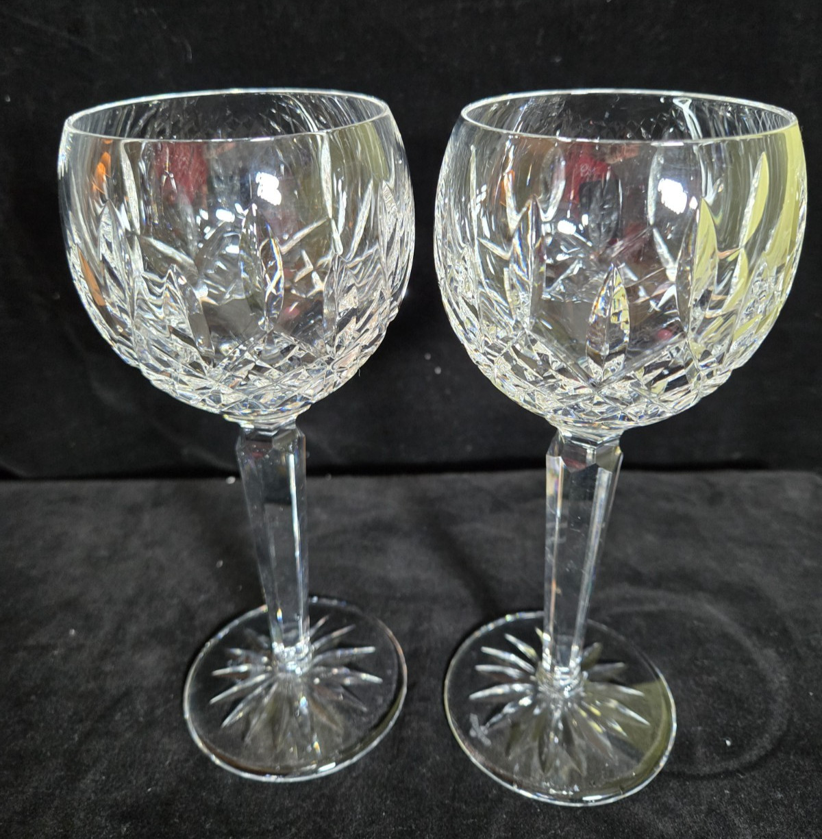 Waterford Kildare Hock Wine Glasses Set of 2 Signed Crystal 7.5\