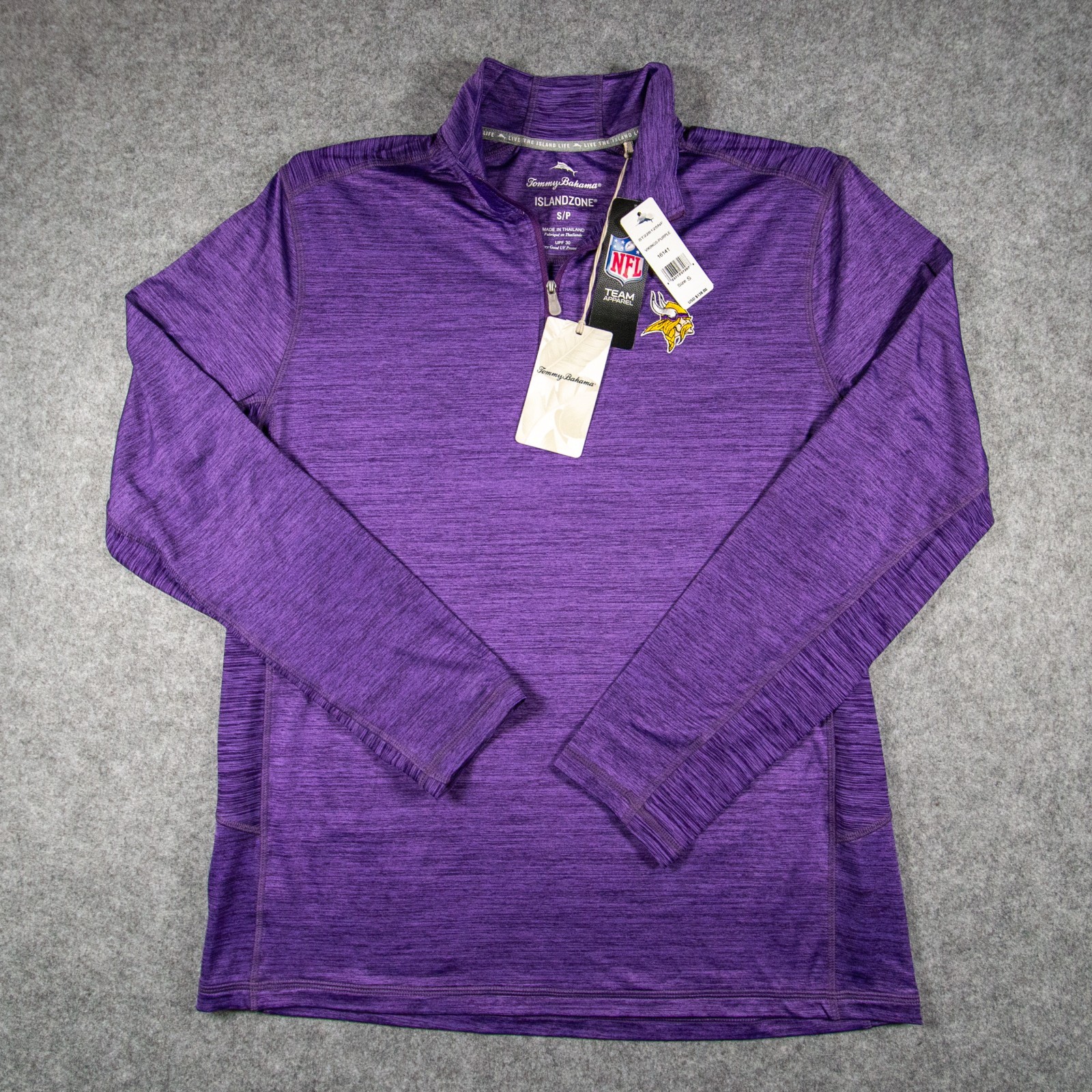 NWT Tommy Bahama Minnesota Vikings 1/4 Zip Pullover Small Purple IslandZone S NWT Tommy Bahama Minnesota Vikings 1/4 Zip Pullover Small Purple IslandZone S