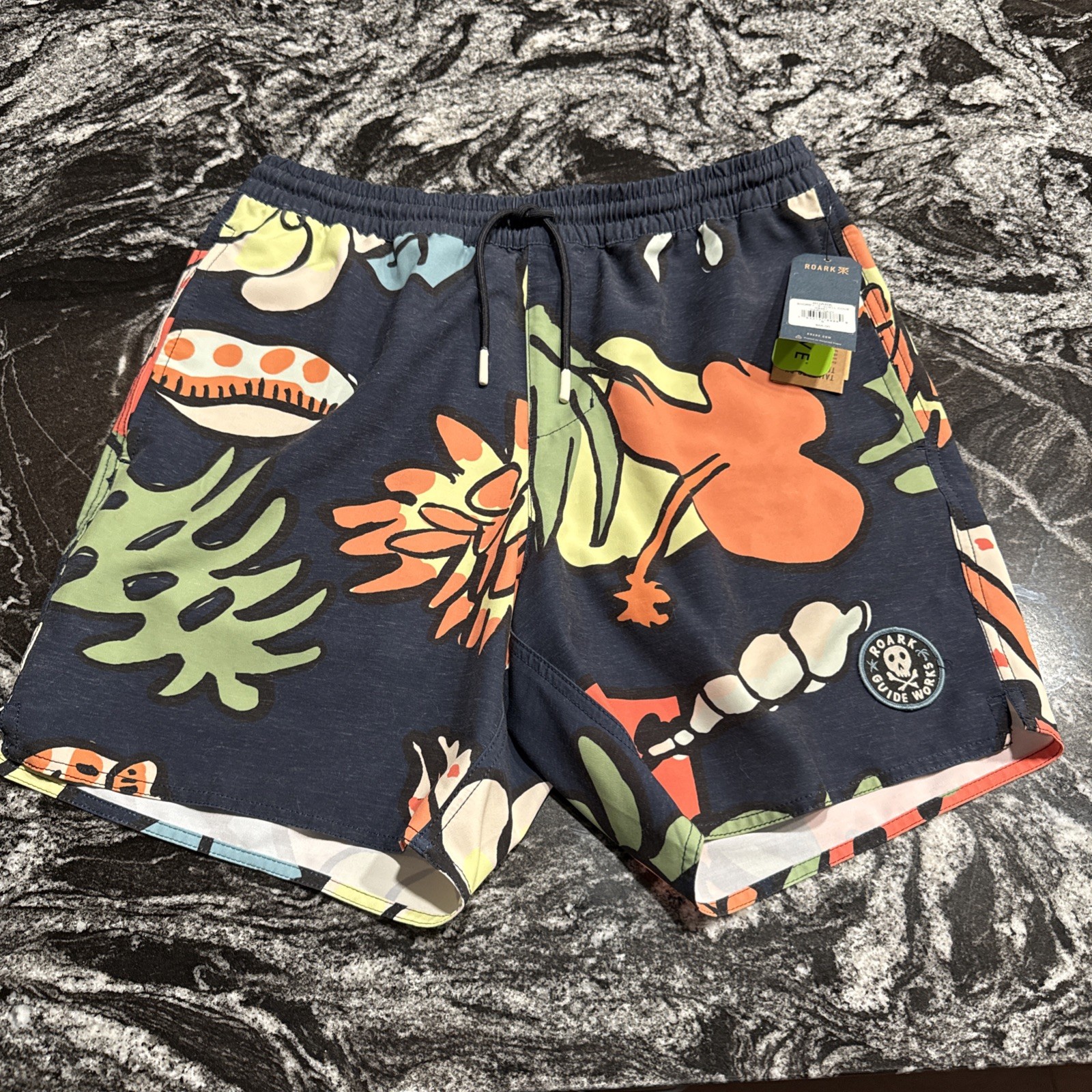 Roark Shorey Shell Cove 16” Elastic Waist Trunks Dark Navy Mens Sz S NWT RB457 Roark Shorey Shell Cove 16” Elastic Waist Trunks Dark Navy Mens Sz S NWT RB457