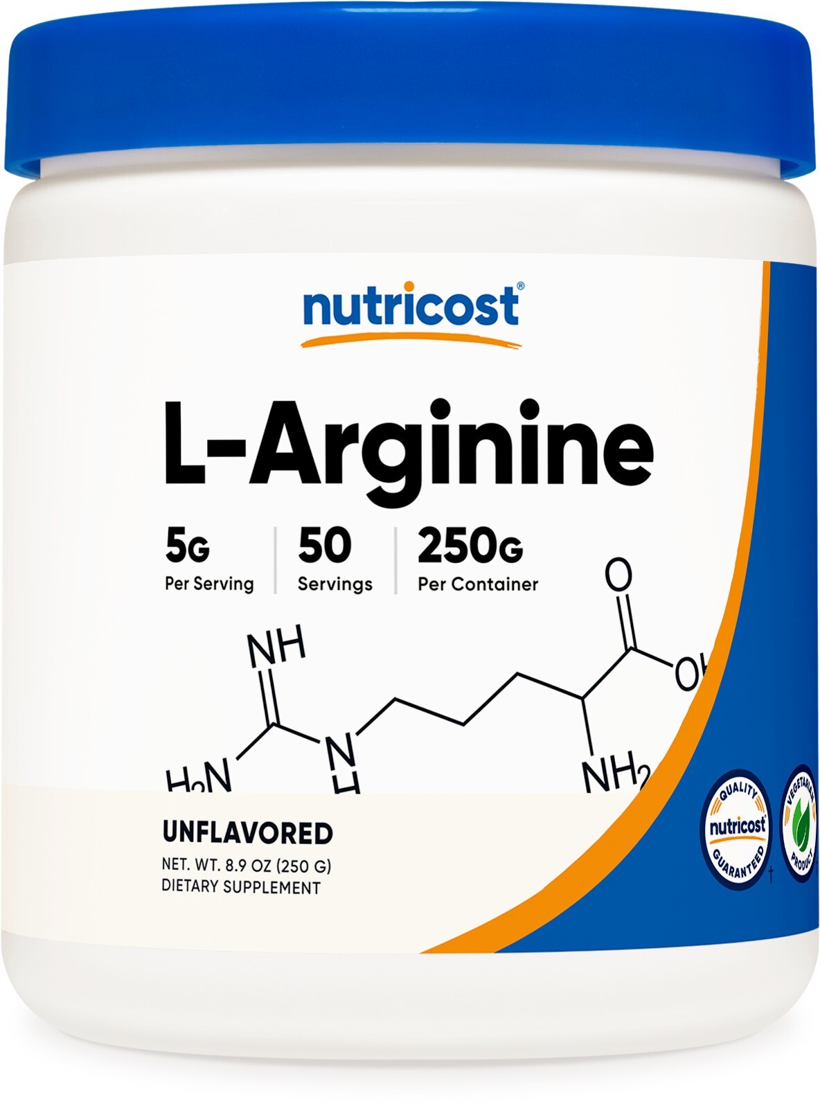 Nutricost L-Arginine (250 Grams) - Pure L-Arginine Powder - 5000mg Per Serving