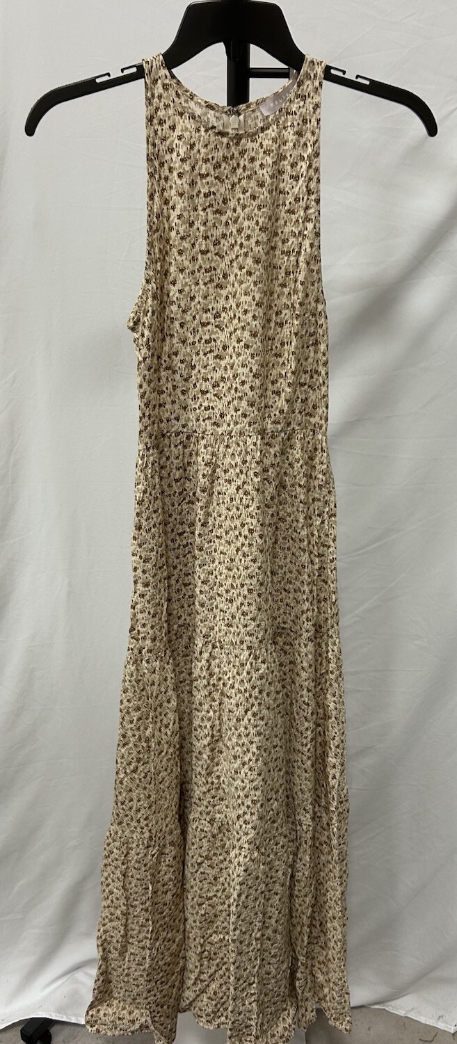 NEW CHELSEA28 Beige Angora Animal Dot Sleeveless Tiered Maxi Dress Size XXS NEW CHELSEA28 Beige Angora Animal Dot Sleeveless Tiered Maxi Dress Size XXS