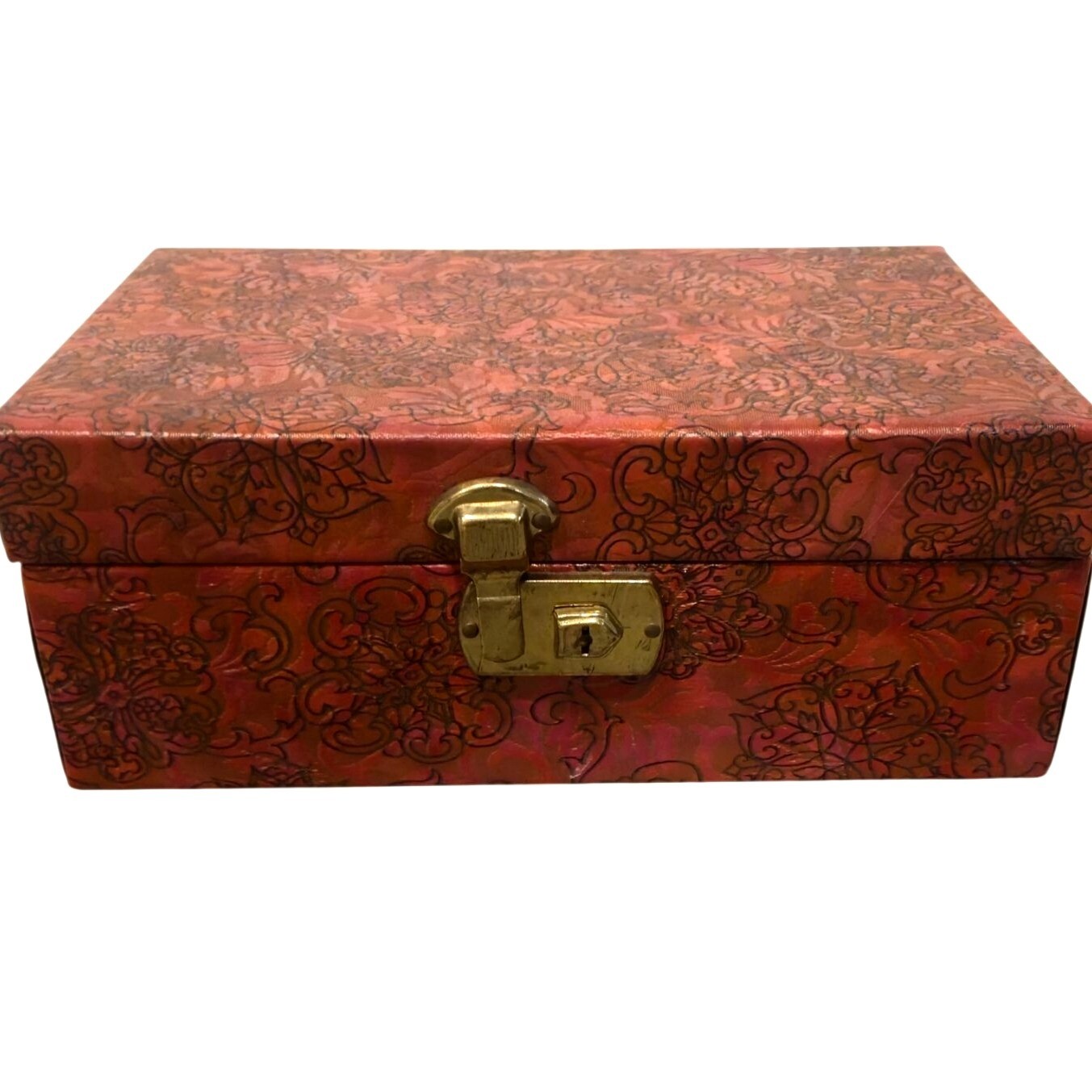 Vintage Floral Embossed Jewelry Keepsake Box w/ Brass Latch Boho Storage maroon Vintage Floral Embossed Jewelry Keepsake Box w/ Brass Latch Boho Storage maroon