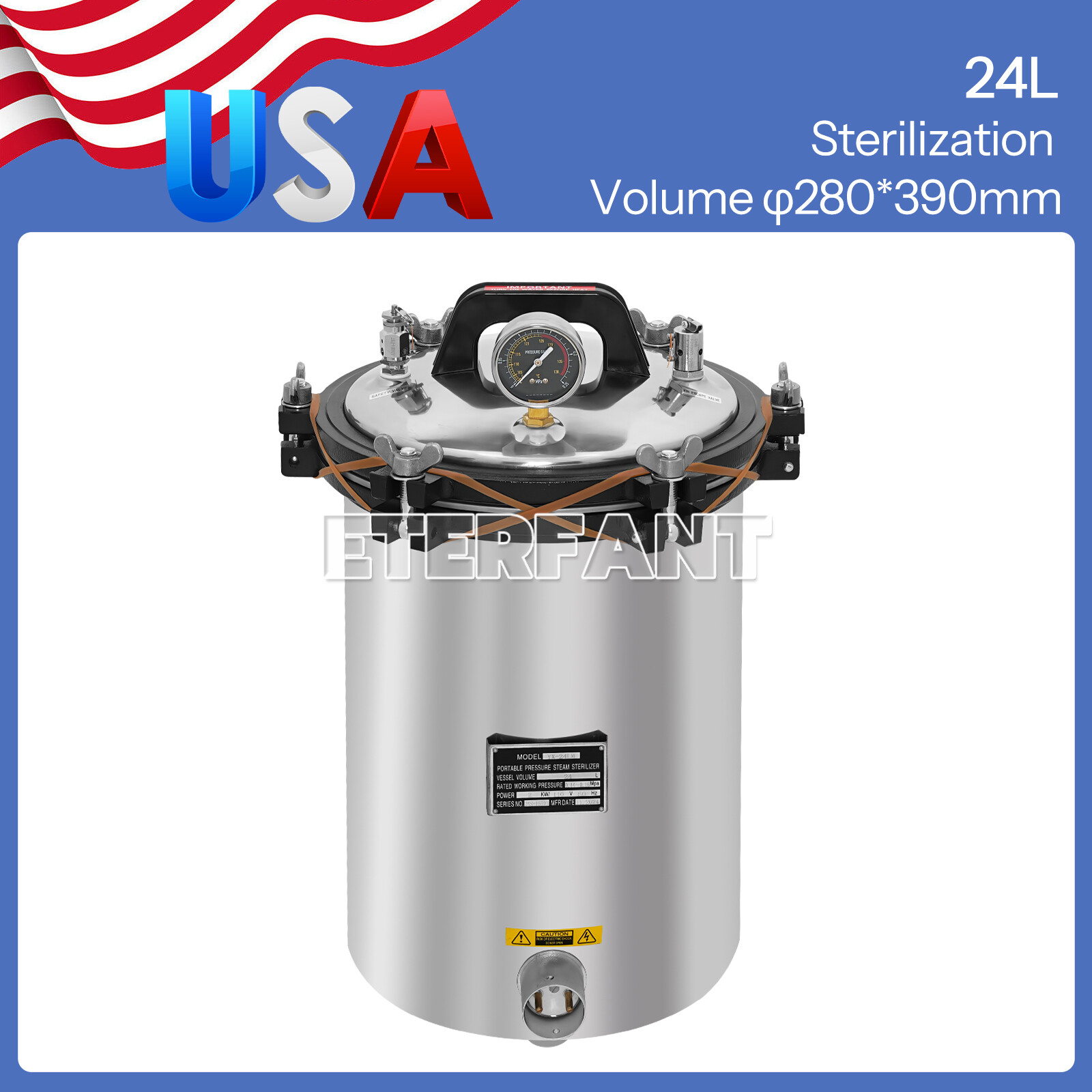 ETERFANT Dental 24L Medical Steam Sterilizer Autoclave/27L Sterilization Cabinet