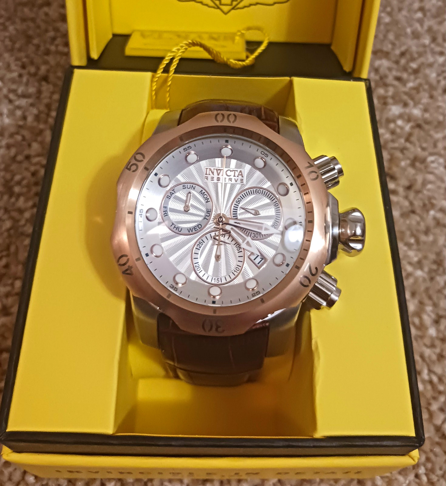 Invicta Reserve Venom Chronograph 1000m WR 56mm Leather Band Watch - NEW Invicta Reserve Venom Chronograph 1000m WR 56mm Leather Band Watch - NEW