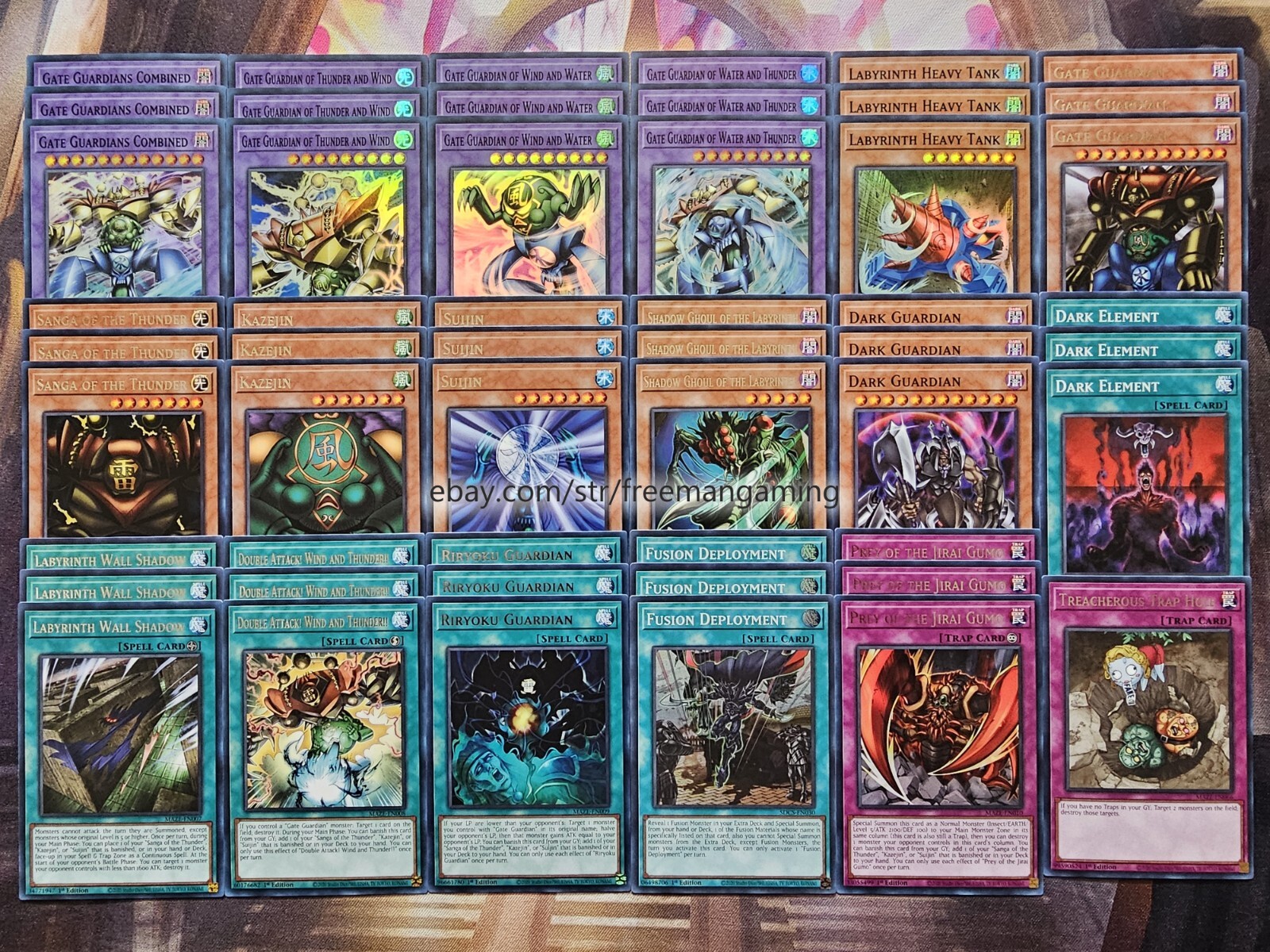 Yugioh Gate Guardian Deck 52 Cards Combined Thunder Wind Water Dark Labyrinth NM
