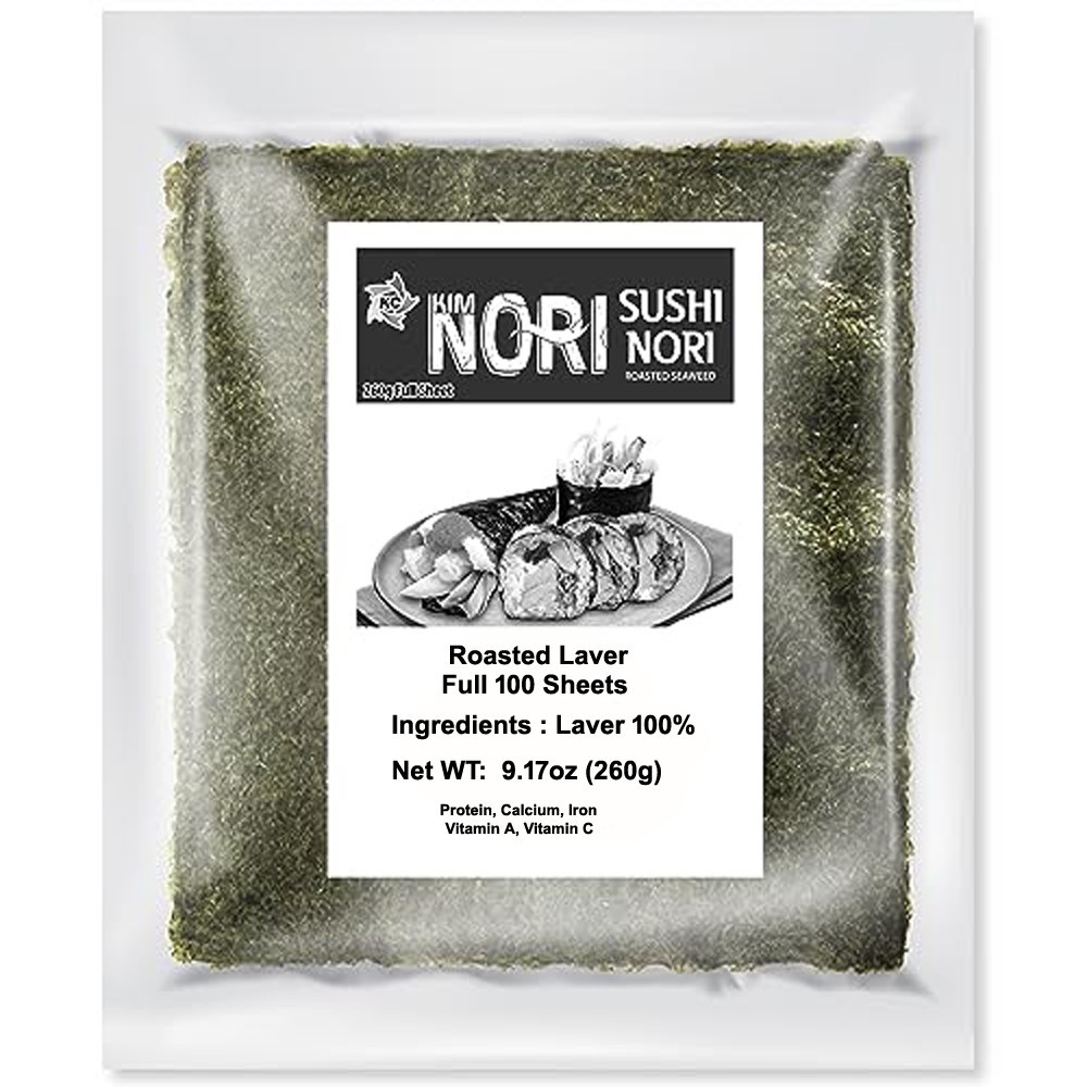 Kimnori Organic Sushi Nori 100 Full Sheets 260g 9oz Gluten Free Gimbap Laver