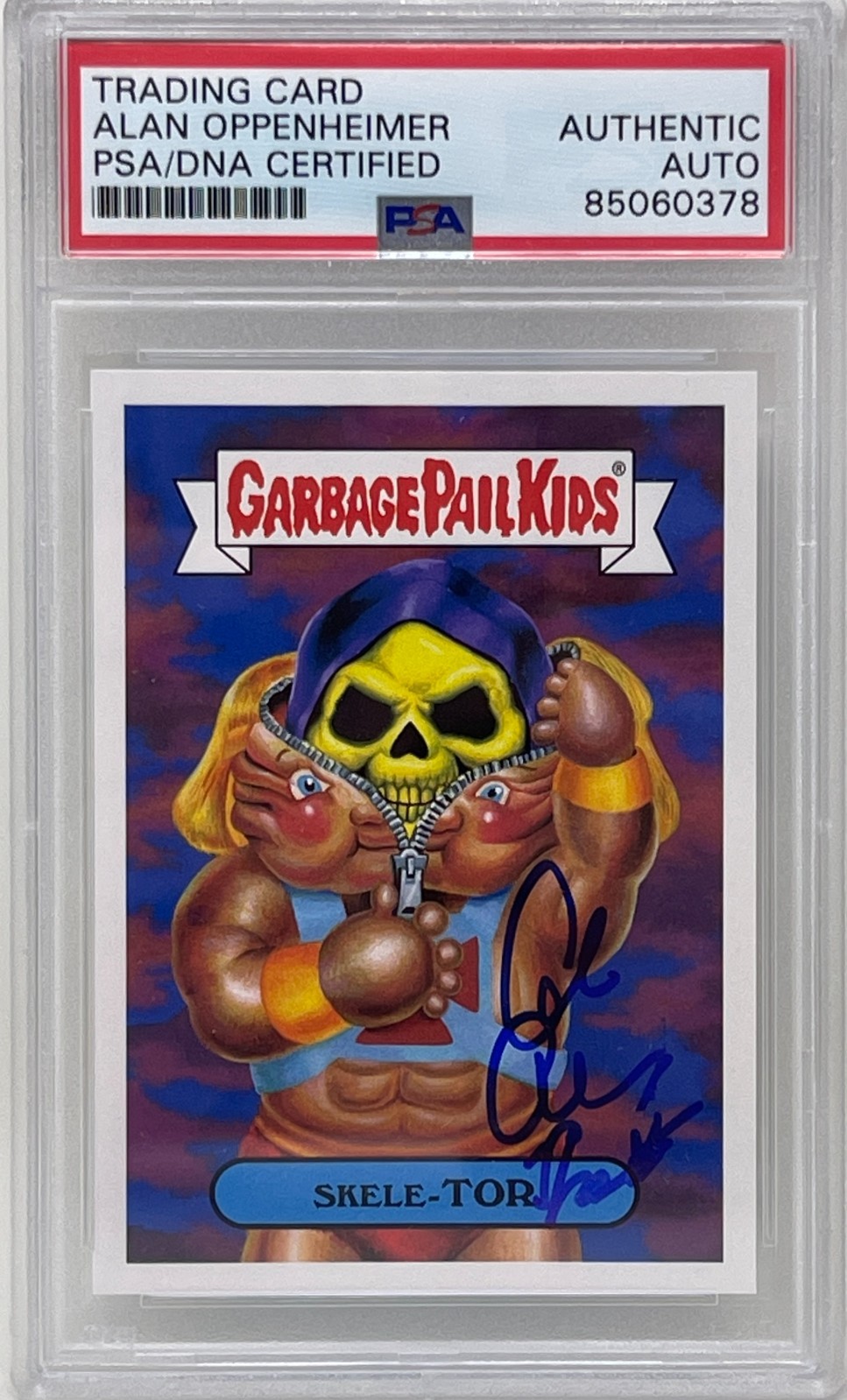 Alan Oppenheimer Signed 2018 Topps Garbage Pail Kids Skeletor MOTU Card #1B PSA