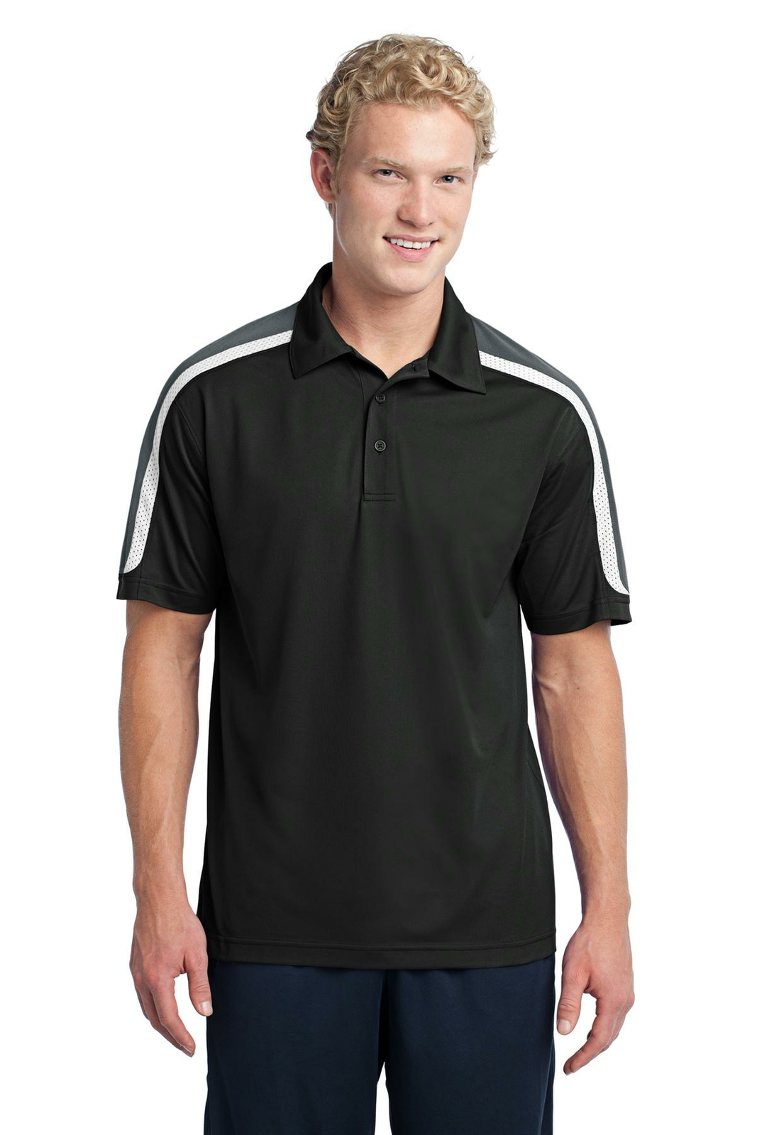 Sport-Tek Mens Short Sleeve Tricolor Shoulder Micropique Sport-Wick Polo ST658 Sport-Tek Mens Short Sleeve Tricolor Shoulder Micropique Sport-Wick Polo ST658