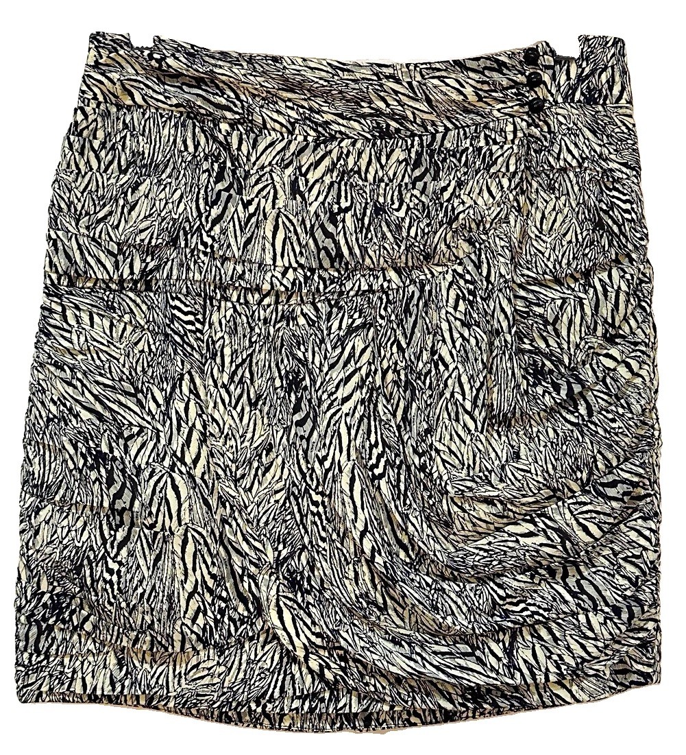 Leifsdottir Anthropologie Silk Blend Tiger Zebra Print Ruched Draped Skirt Sz 10