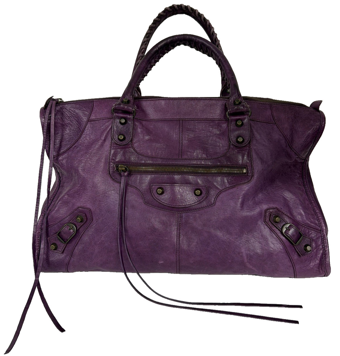 Balenciaga City Bag Plum Purple Leather Motorcycle Tote Balenciaga City Bag Plum Purple Leather Motorcycle Tote