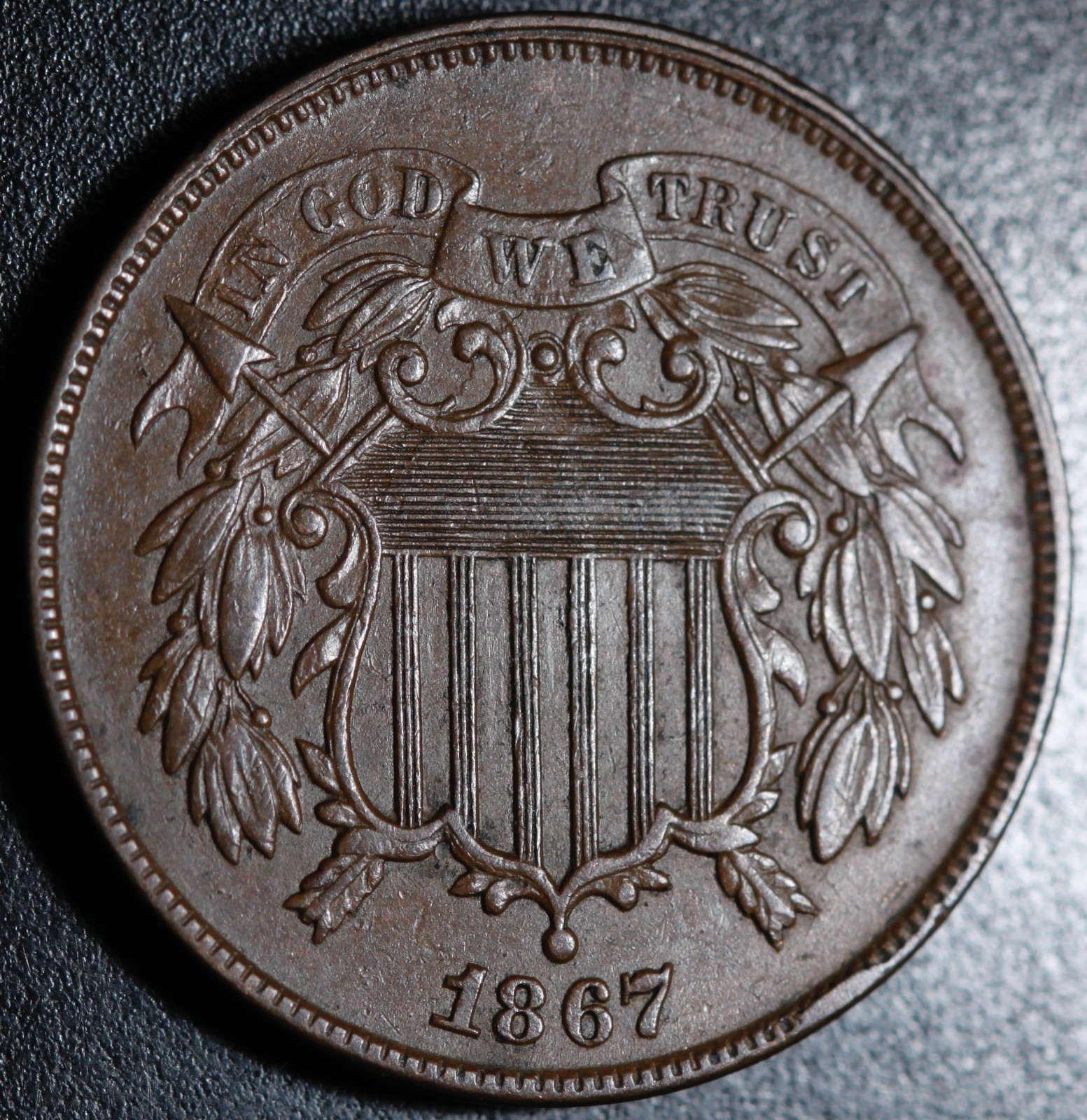 1867 TWO CENT PIECE 2¢ - AU UNC
