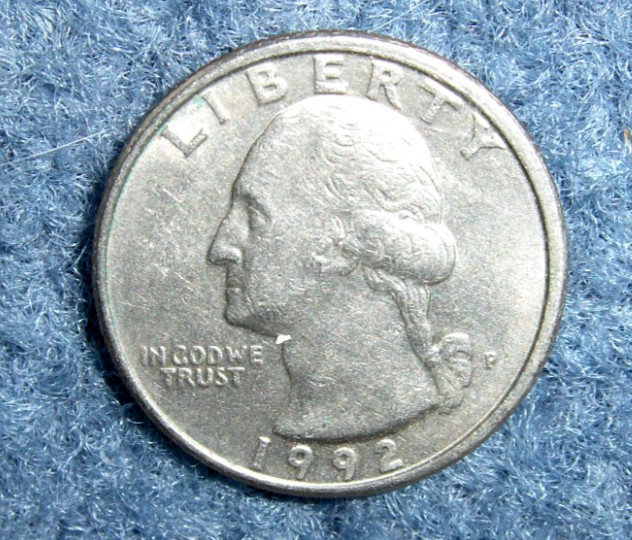 RARE 1992 P SLIGHTLY OFF-CENTER WASHINGTON CLAD QUARTER 25c PIECE COIN RARE 1992 P SLIGHTLY OFF-CENTER WASHINGTON CLAD QUARTER 25c PIECE COIN