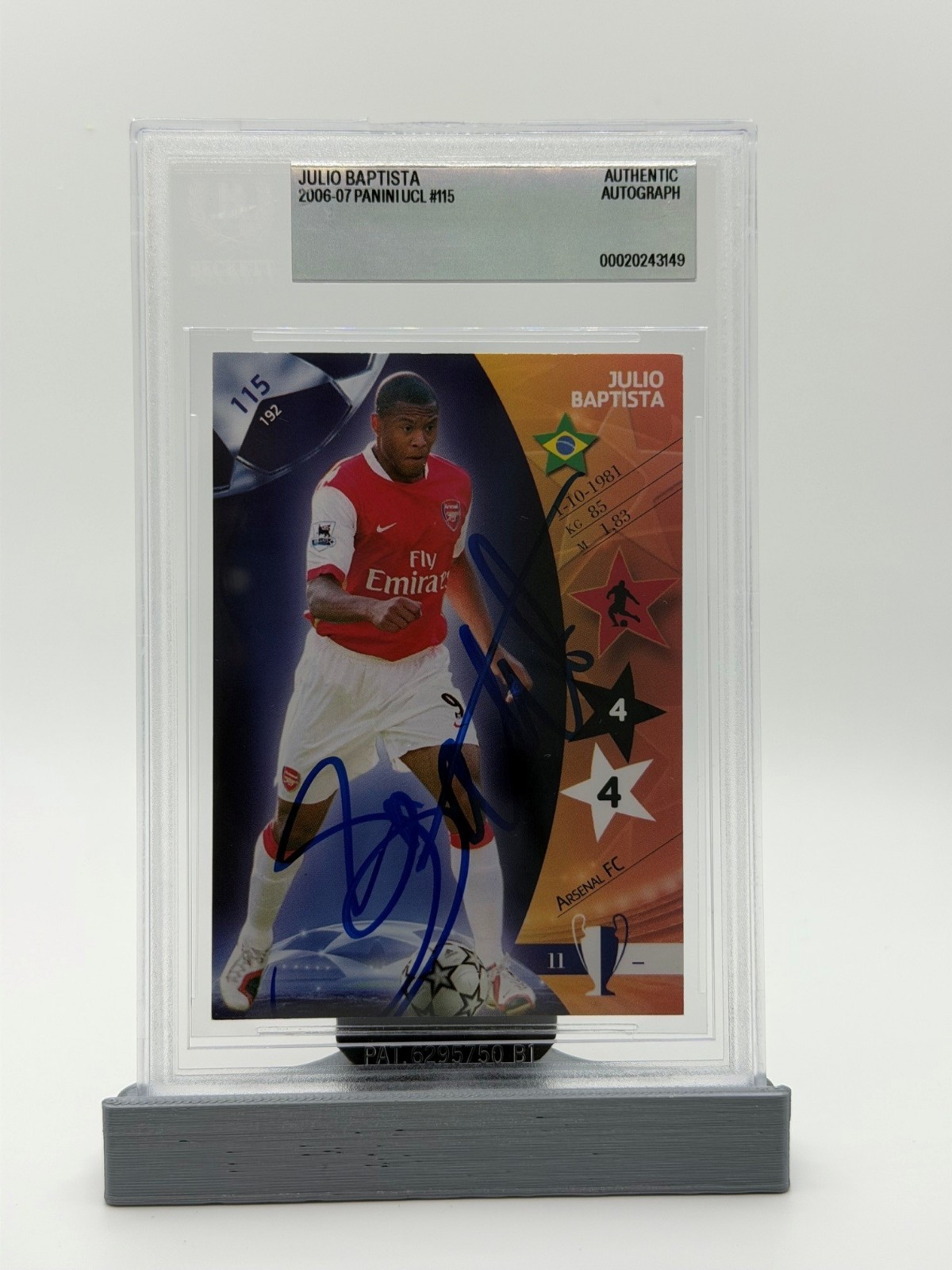 2006-07 PANINI UCL #115 - JULIO BAPTISTA - SIGNED BECKETT AUTHENTIC AUTO 2006-07 PANINI UCL #115 - JULIO BAPTISTA - SIGNED BECKETT AUTHENTIC AUTO