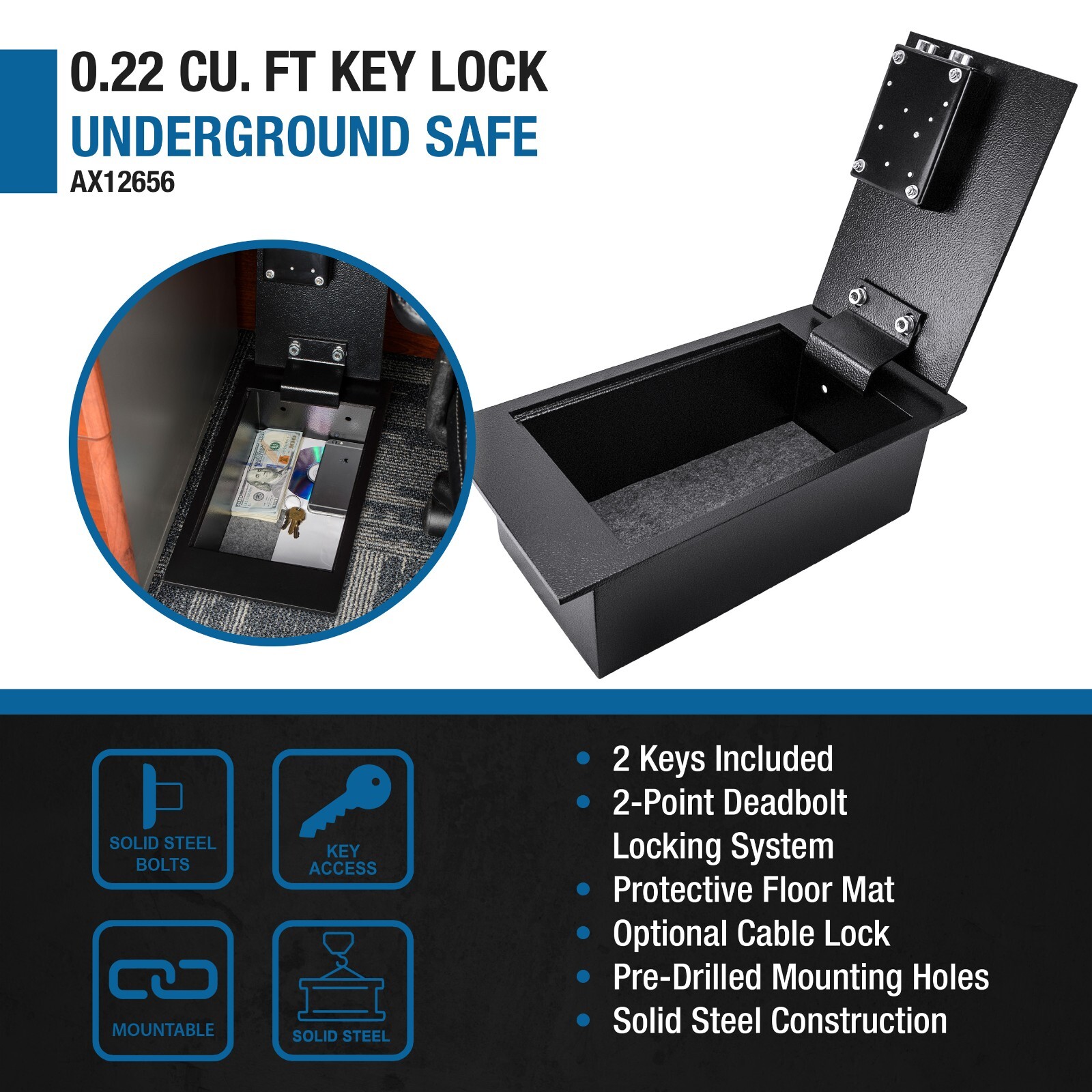 Barska AX12656 Steel Plate Underground Hidden Floor Safe Box Gun Money Jewelry Barska AX12656 Steel Plate Underground Hidden Floor Safe Box Gun Money Jewelry