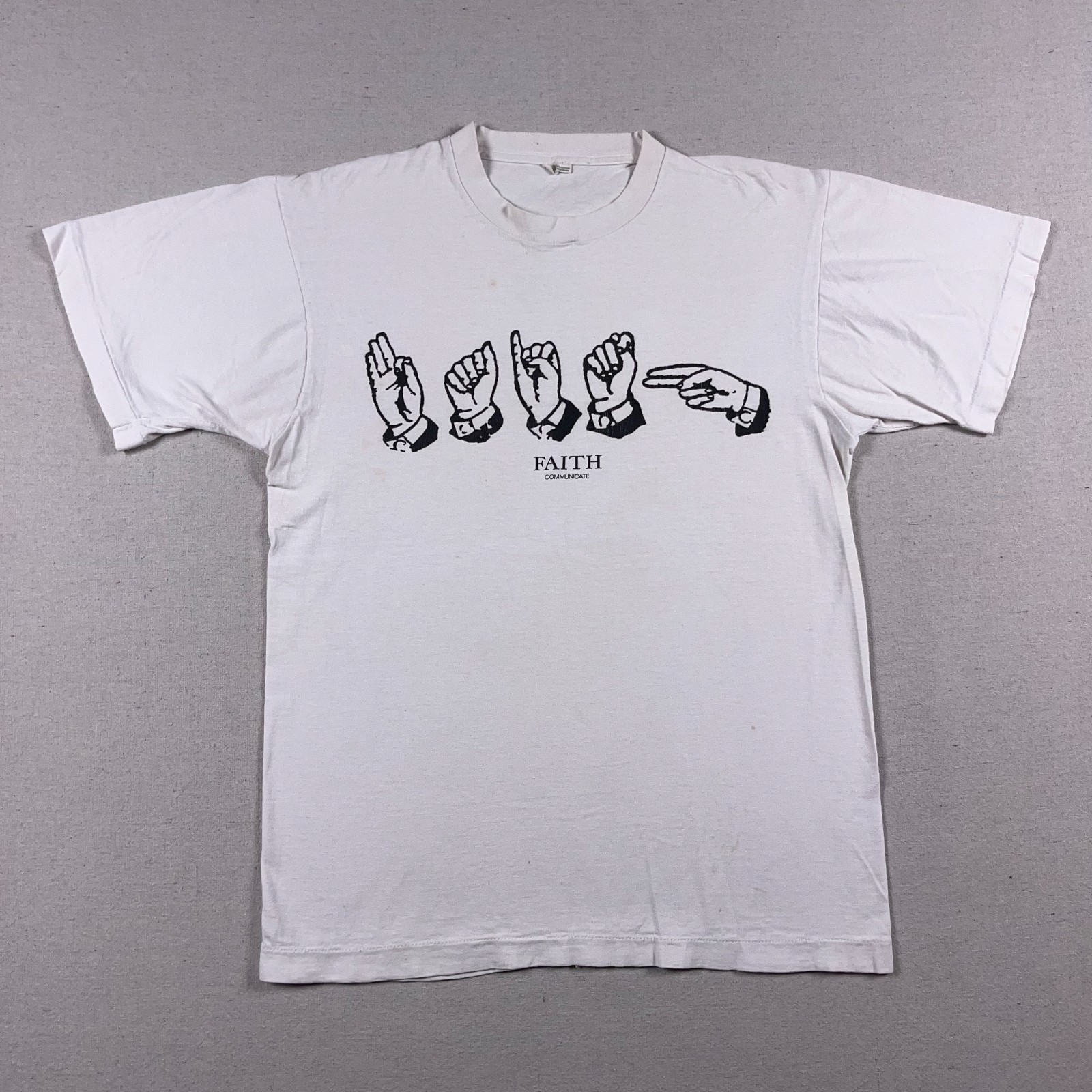 VTG CG Design T Shirt Mens Large Faith Communicate Curt Wagner Made in USA 90s VTG CG Design T Shirt Mens Large Faith Communicate Curt Wagner Made in USA 90s